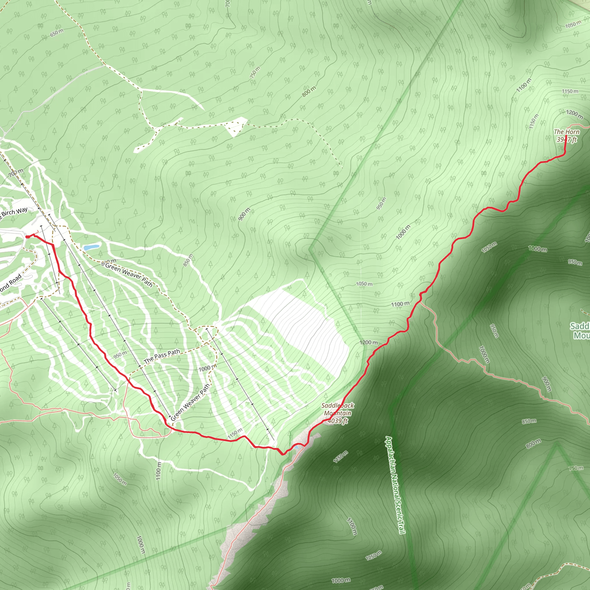 The Horn and Saddleback Mountain mobile static map
