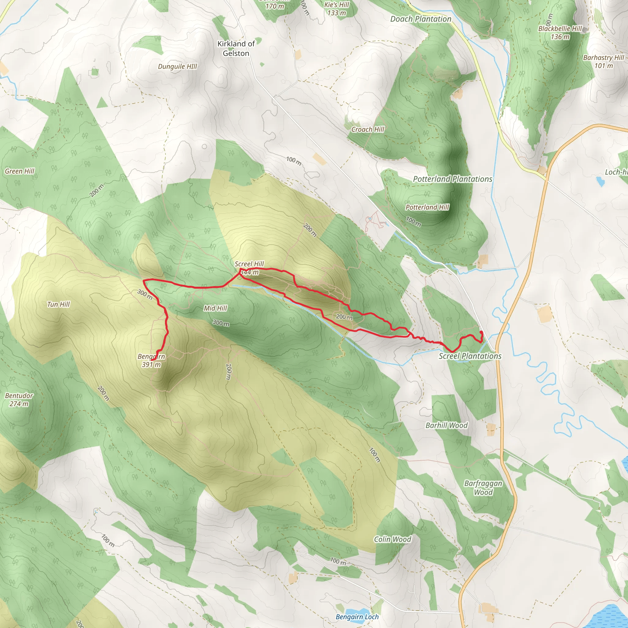 Screel Hill and Bengairn Loop mobile static map
