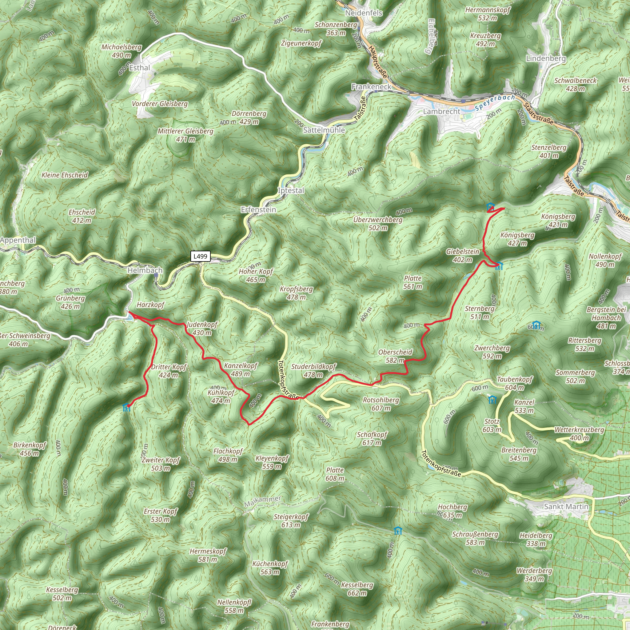 Lambrechter Naturfreundehaus to Heidenbrunner Tal Walk mobile static map
