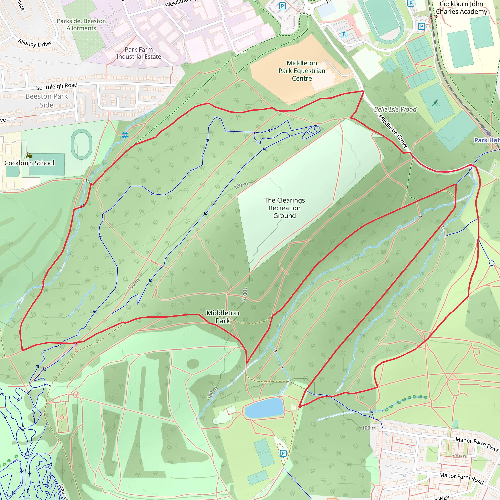 Middleton Park, Middleton Wood and Park Wood Loop mobile static map