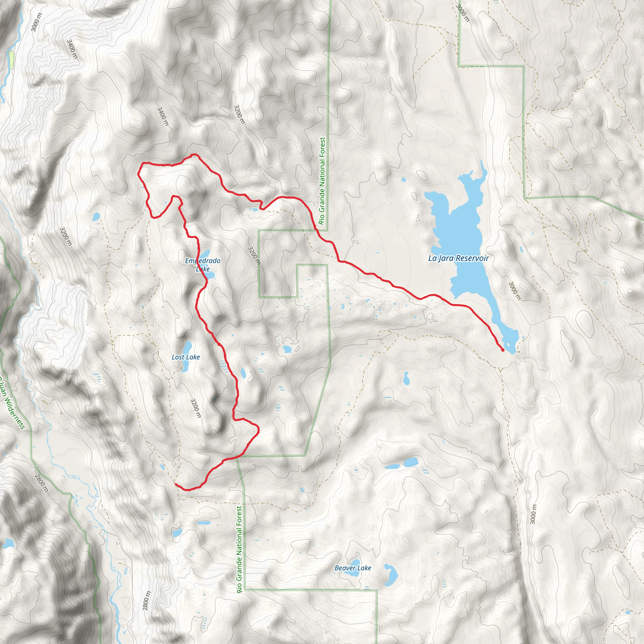 La Jara Reservoir and Empedrado Lake Trail mobile static map