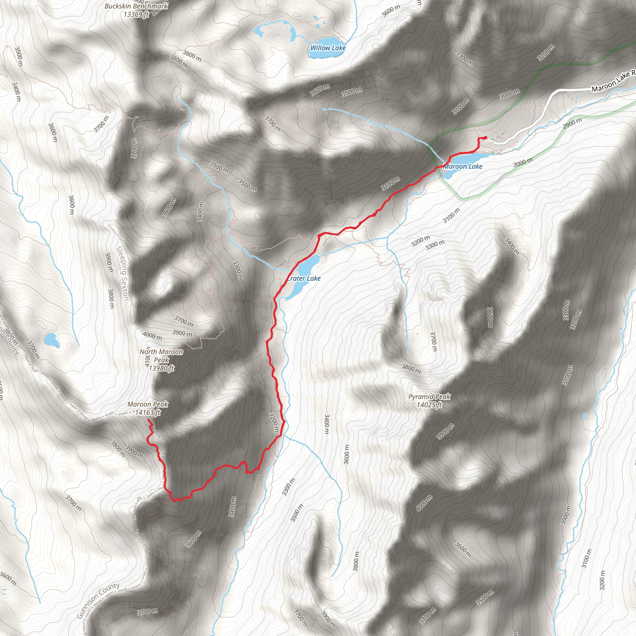 Maroon Peak Trail mobile static map