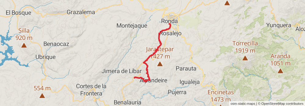 GR 141 Gran Senda de la Serranía de Ronda stage 7 Map