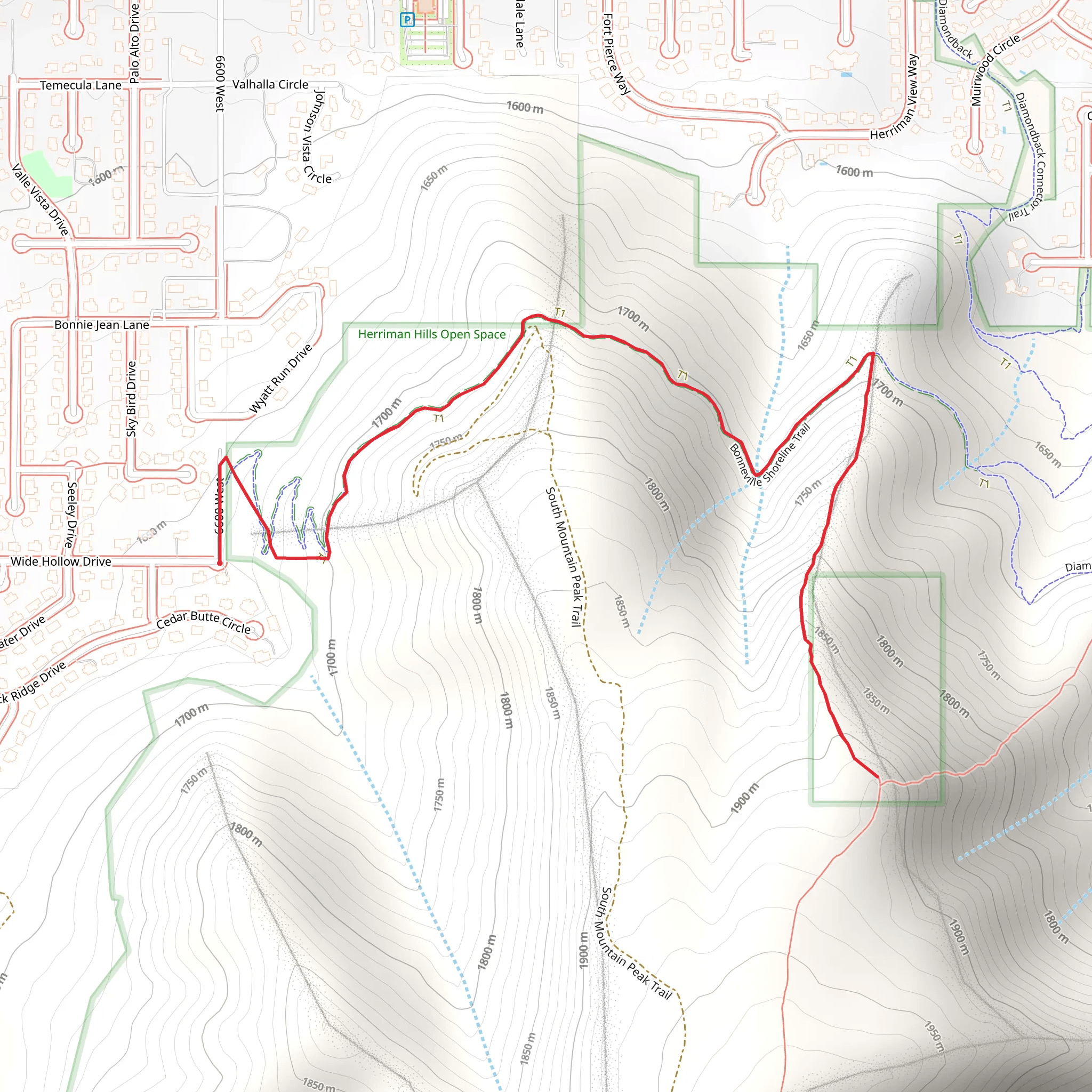 India Hollow and Bonneville Shoreline Trail mobile static map