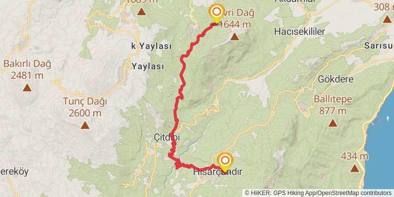 Lycian Way stage 29 Map