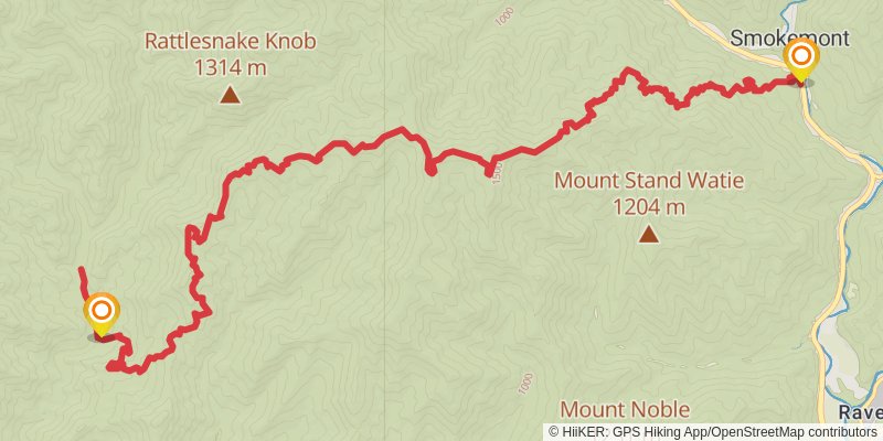 Mountains - to - Sea Trail via BMT stage 3 Map