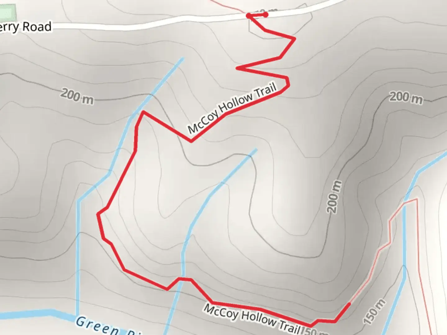 An image depicting the trail McCoy Hollow Trail Out and Back and its surrounding area.