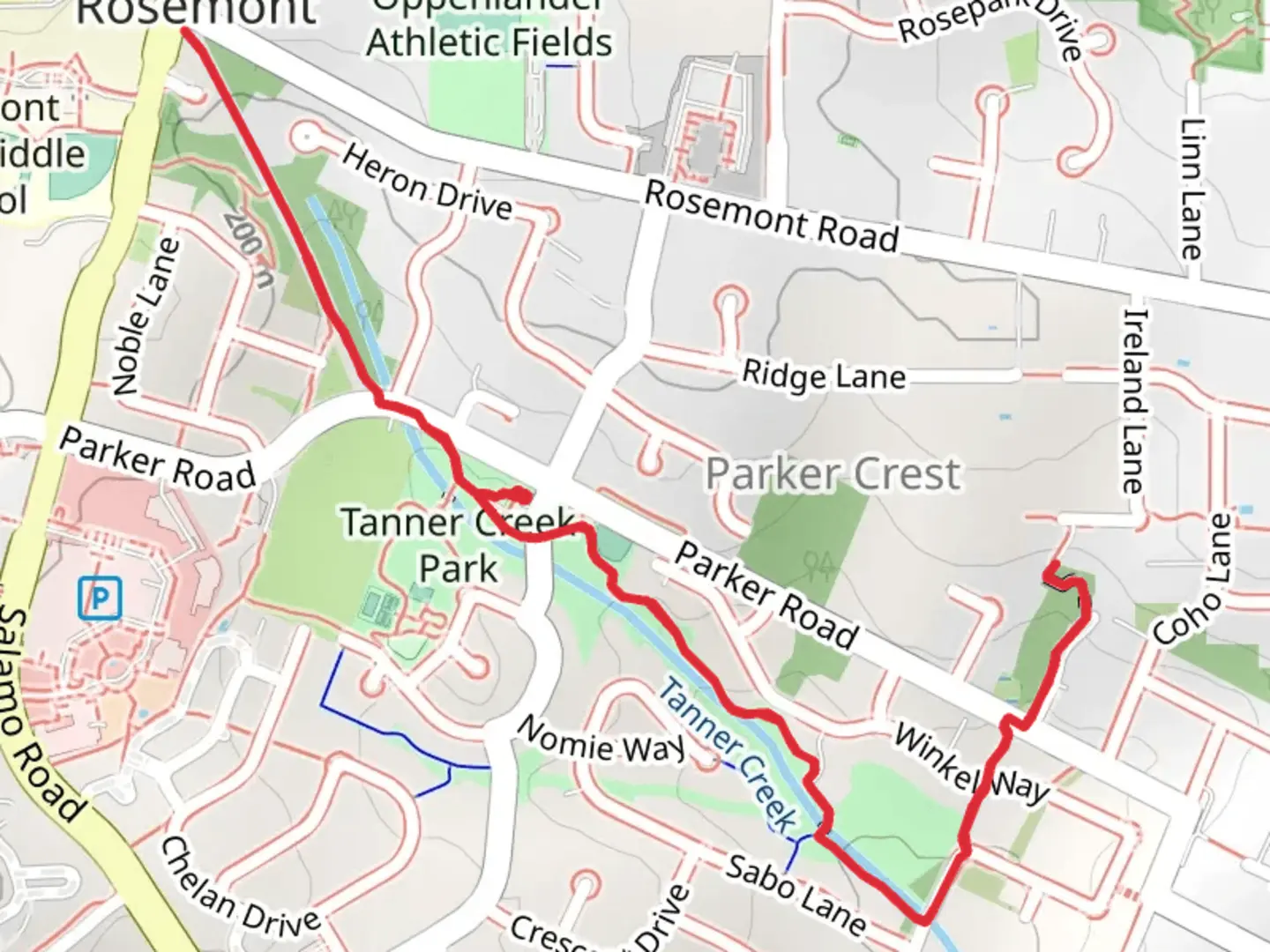 An image depicting the trail Old Parker Road Trail Out and Back and its surrounding area.