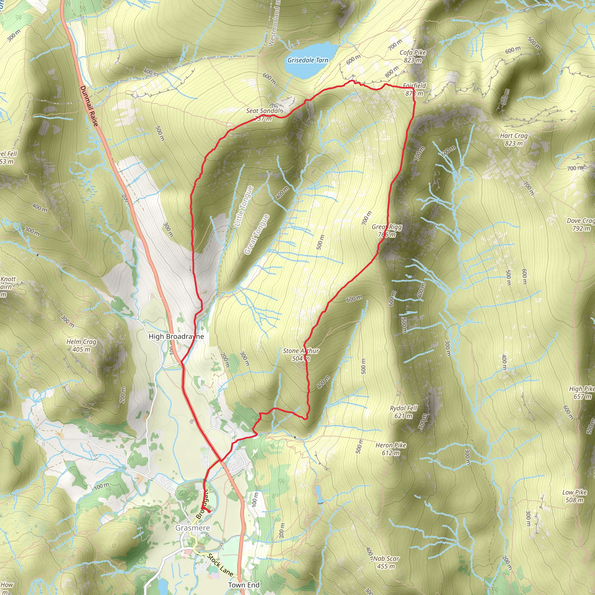 Seat Sandal, Fairfield and Great Rigg Loop mobile static map