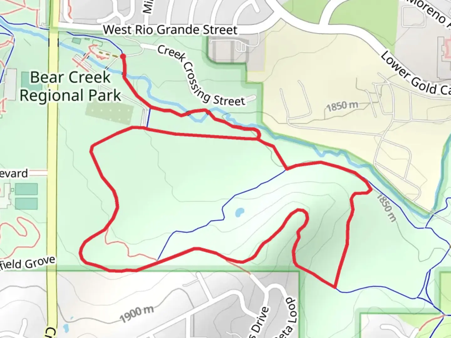 An image depicting the trail Bear Creek Loop Trail and its surrounding area.