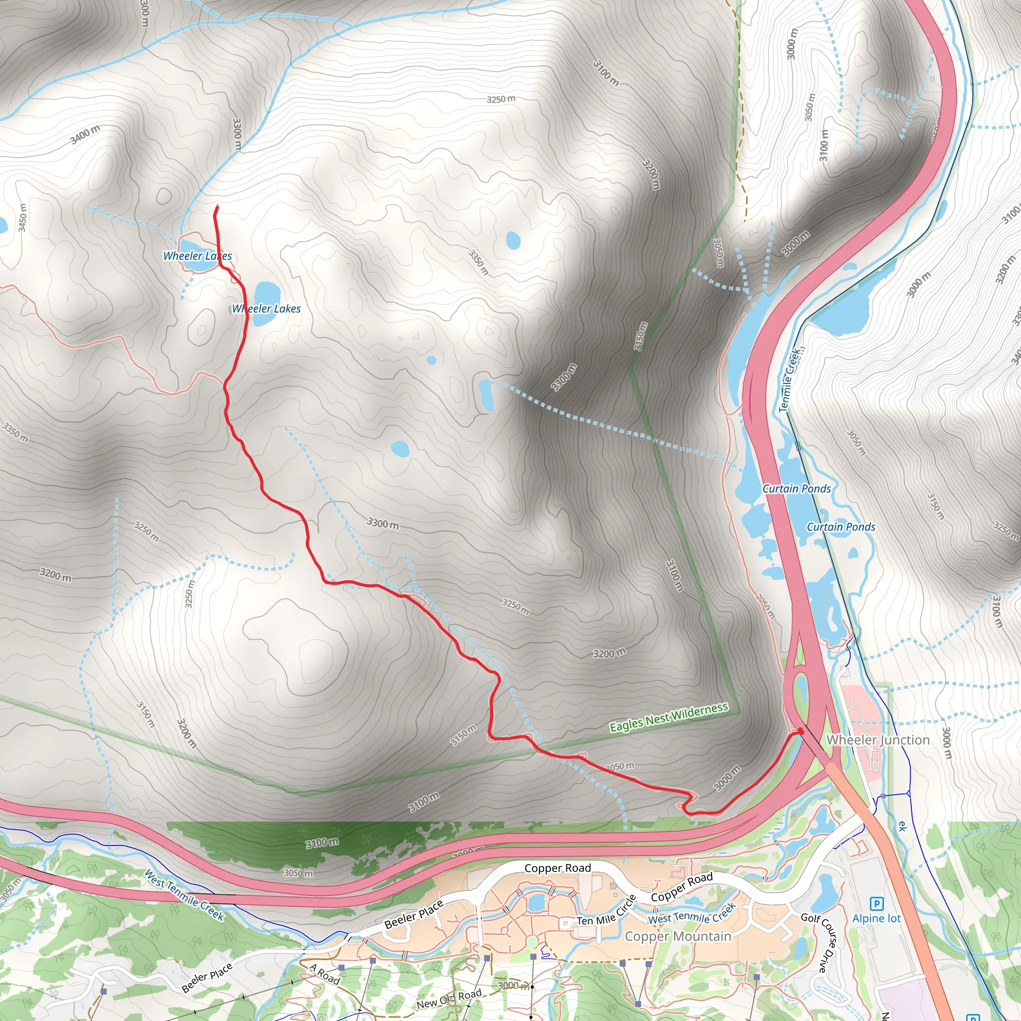 Wheeler Lakes Trail via Continental Divide Trail mobile static map