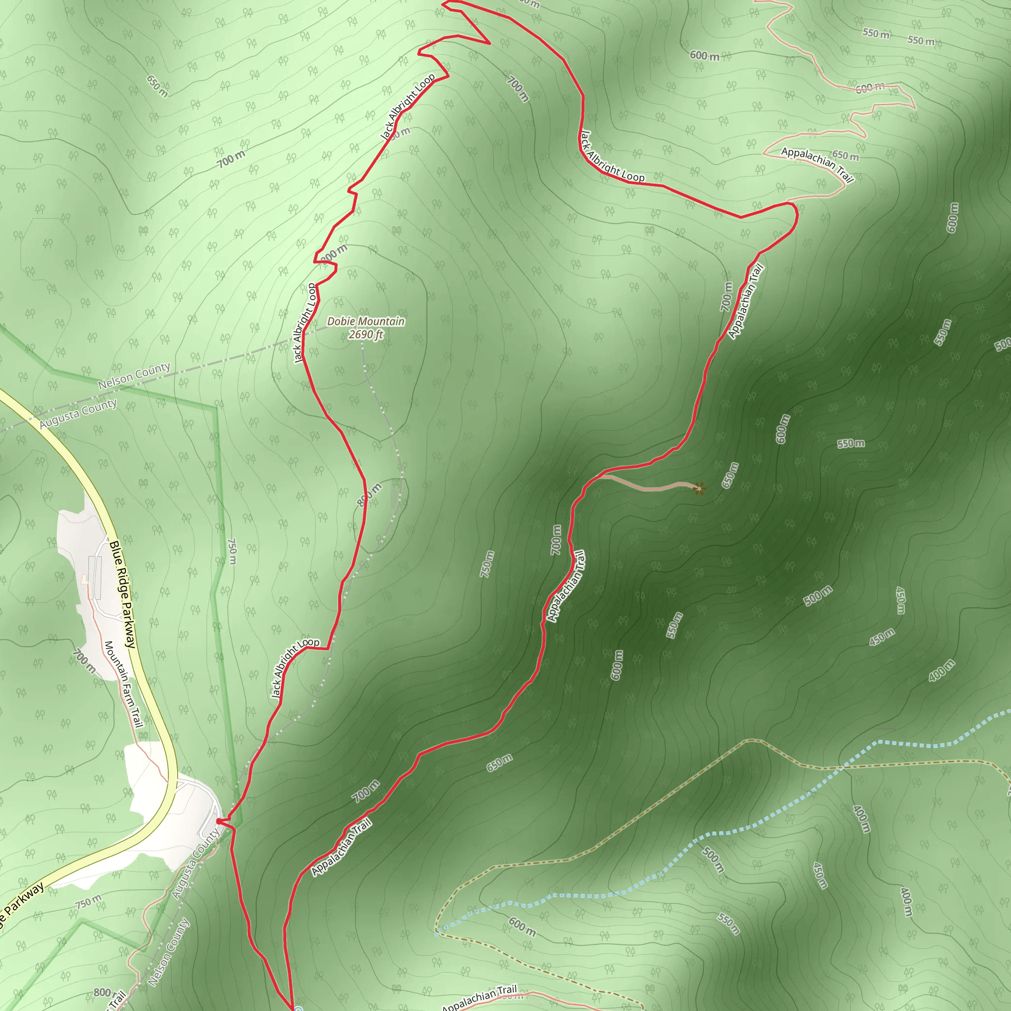 Dobie Mountain via Jack Albright and Appalachian Trail mobile static map