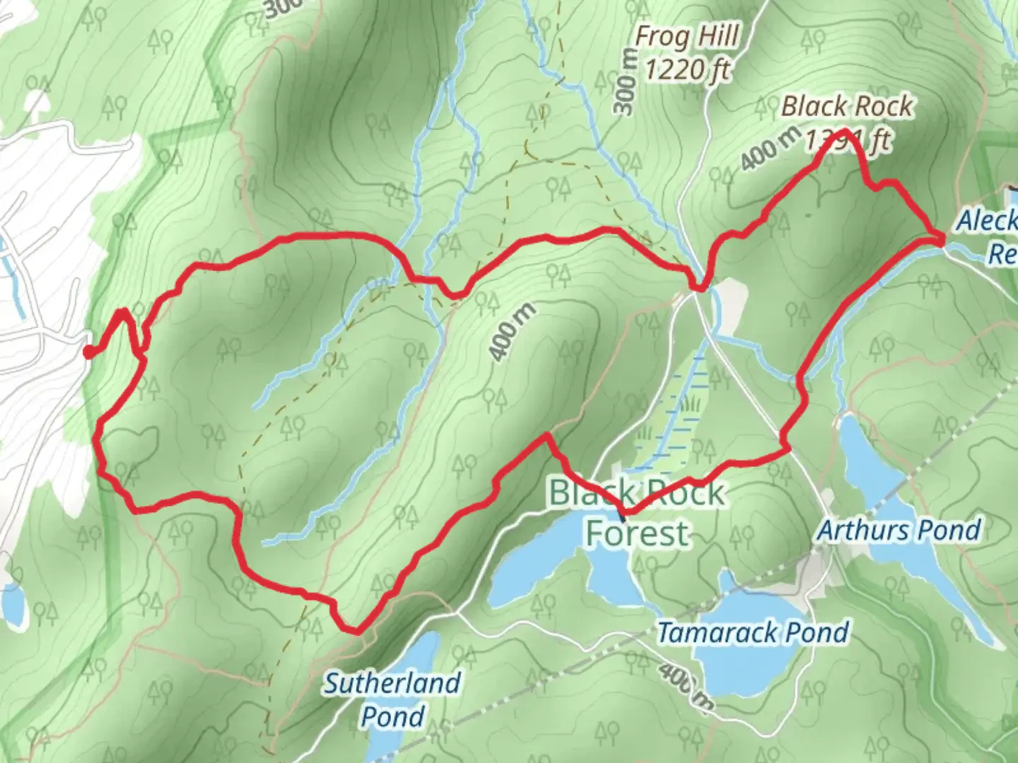 An image depicting the trail Black Rock and Sphagnum Pond Loop and its surrounding area.