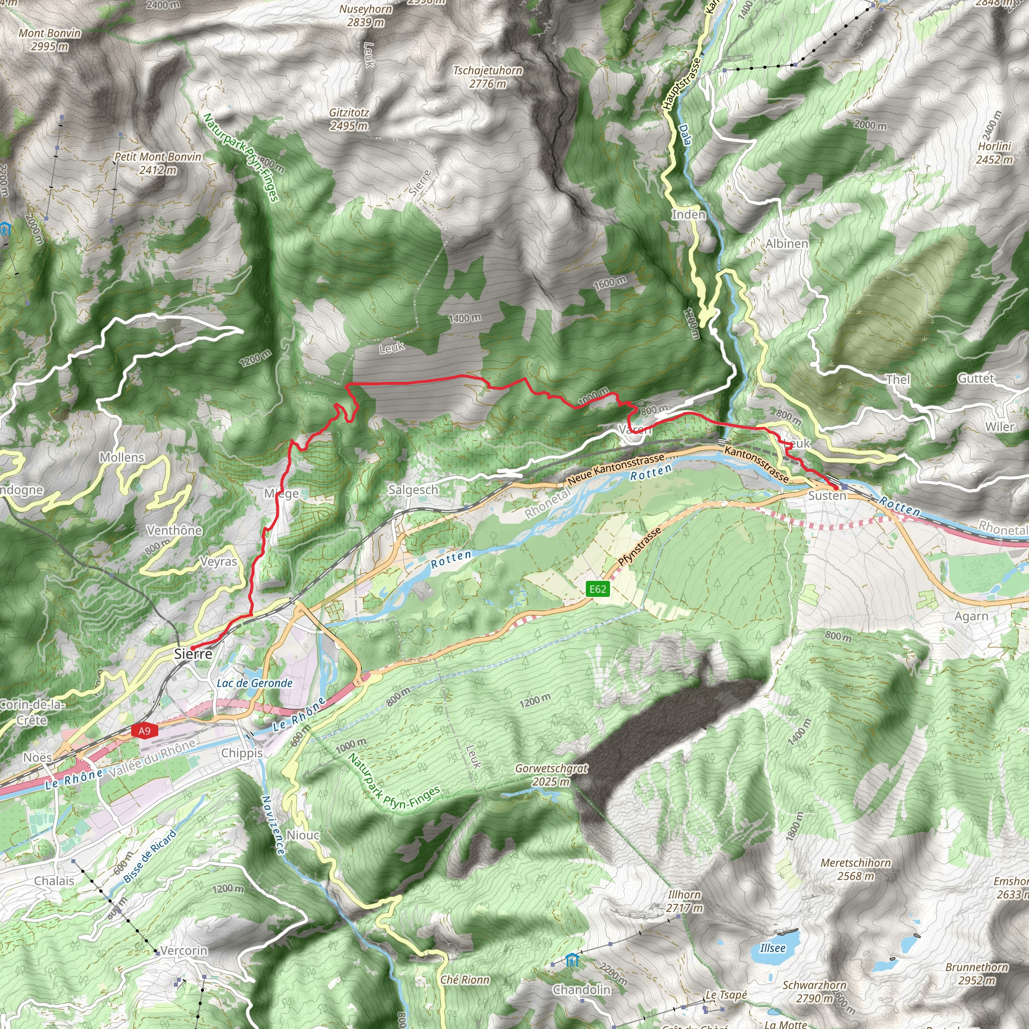Susten - Bisses Trail mobile static map