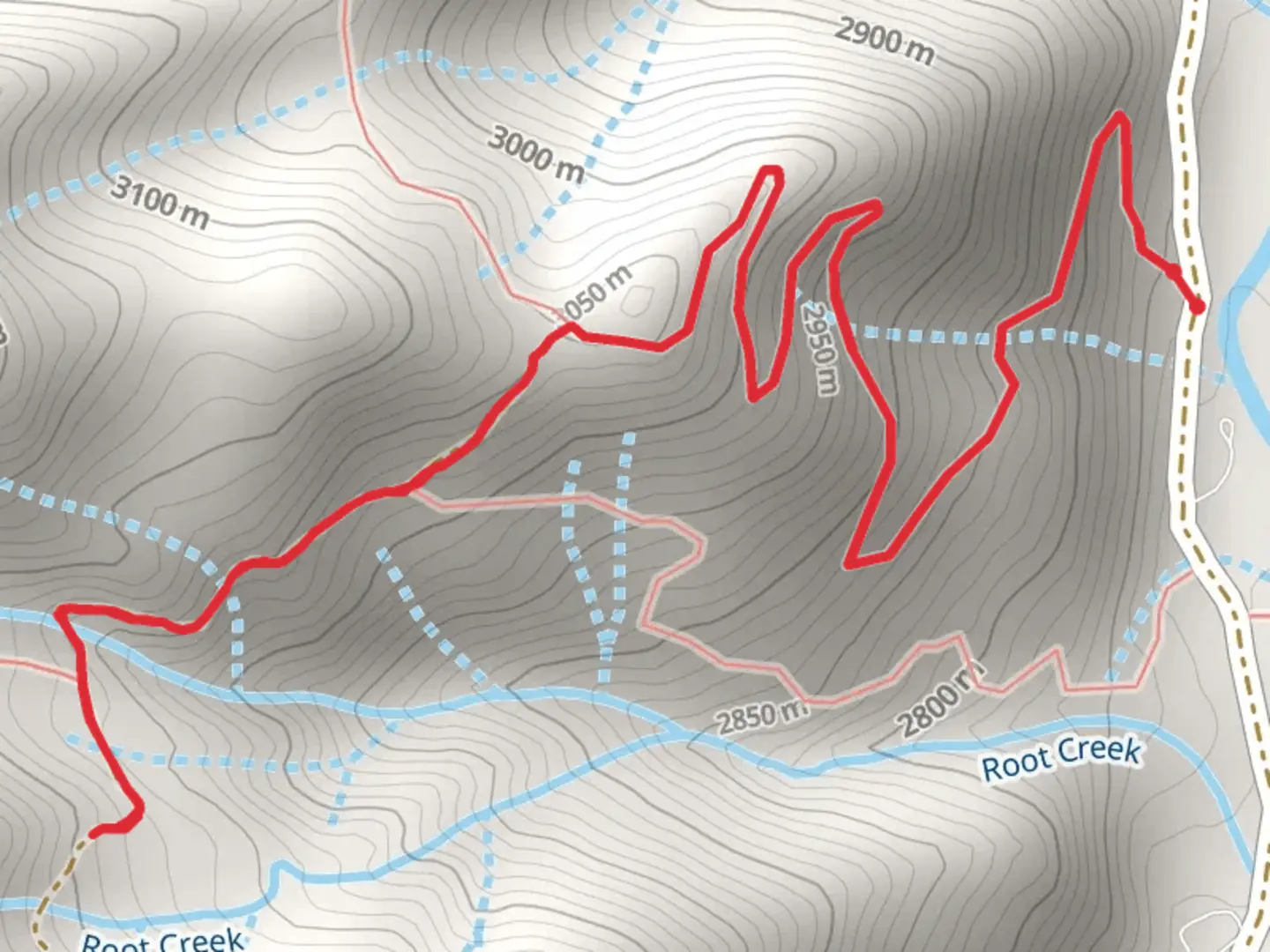 An image depicting the trail La Plata Canyon D via Madden Creek Proper Trail and its surrounding area.