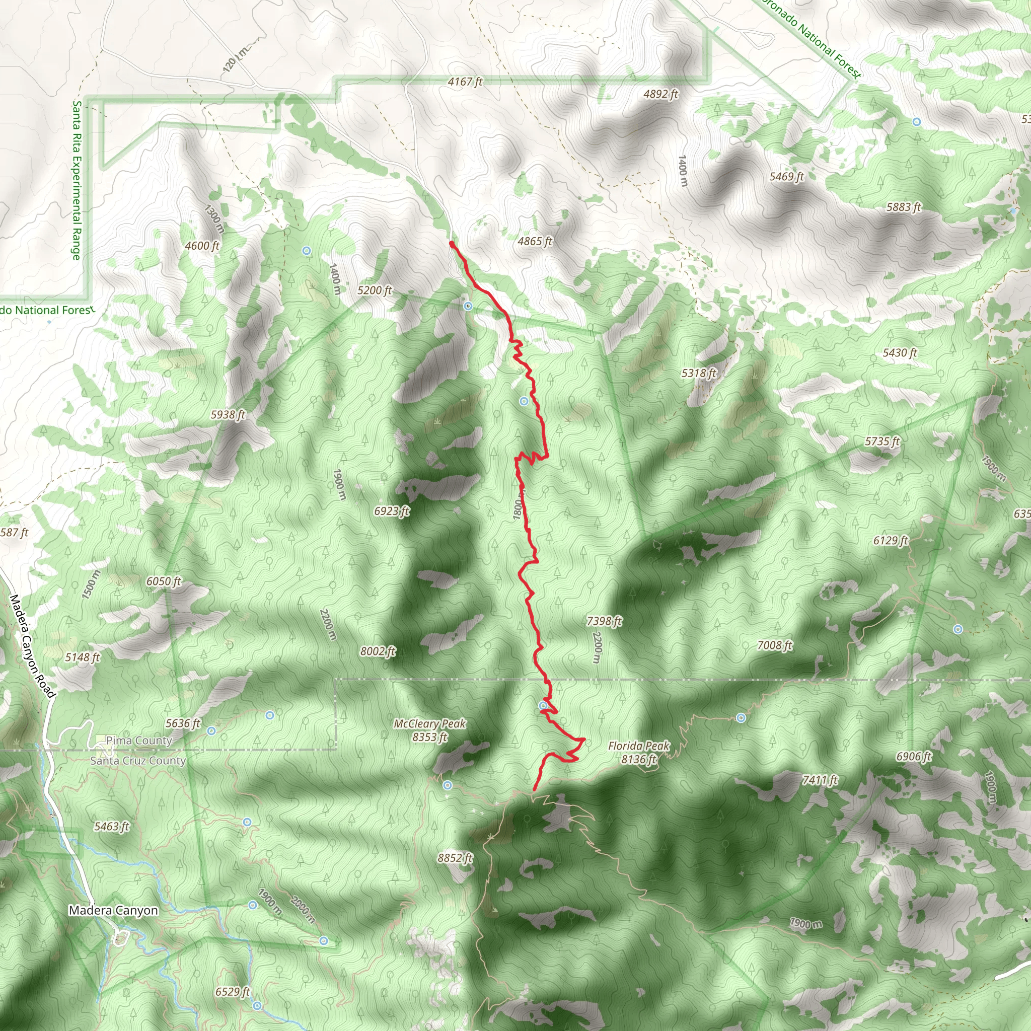 Florida Canyon Trail mobile static map