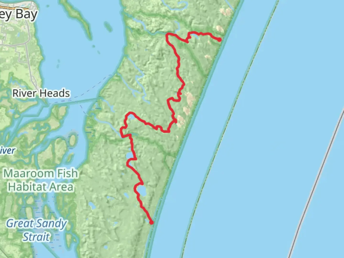 An image depicting the trail Fraser Island Great Walk and its surrounding area.