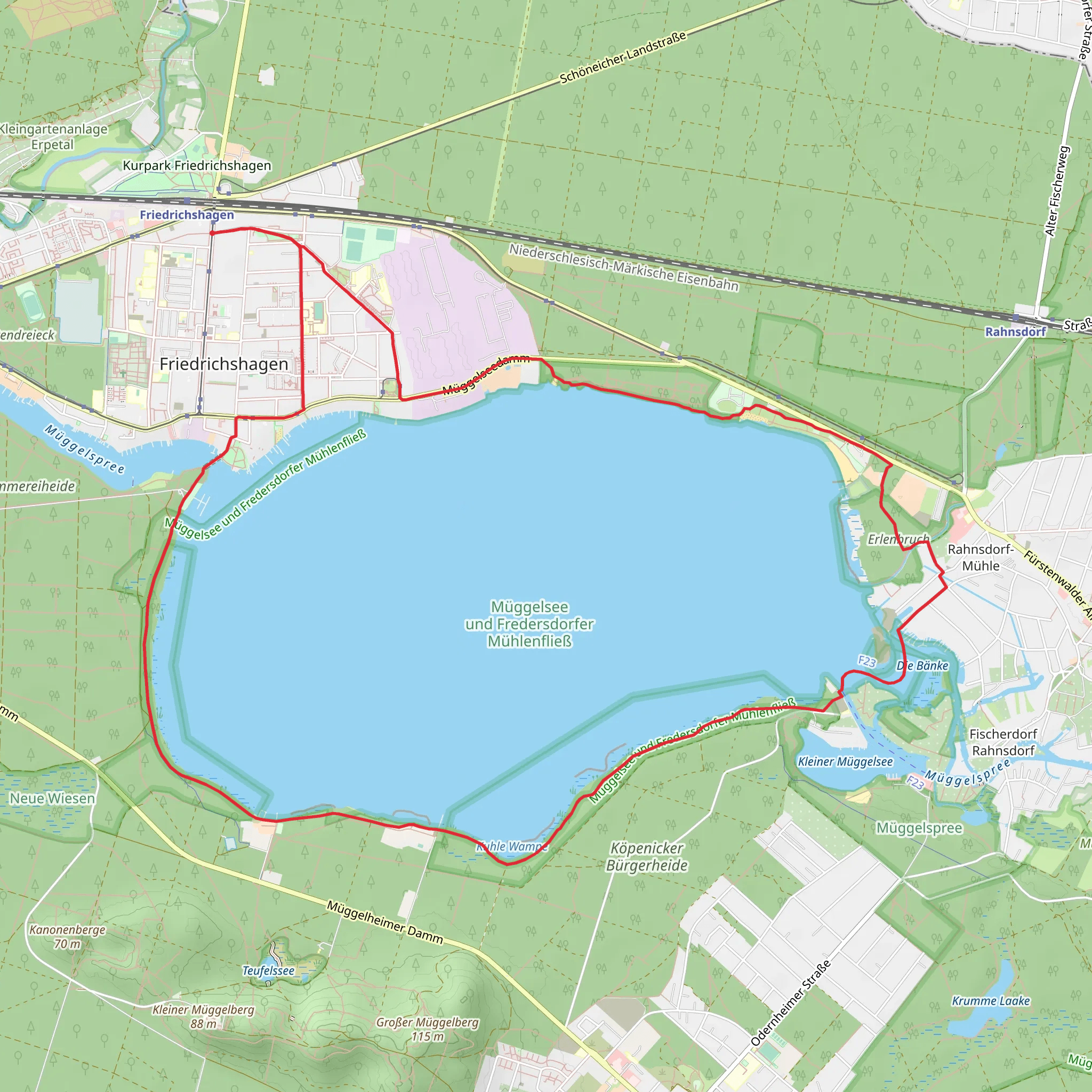 Großer Müggelsee Loop via Goldmannpark mobile static map