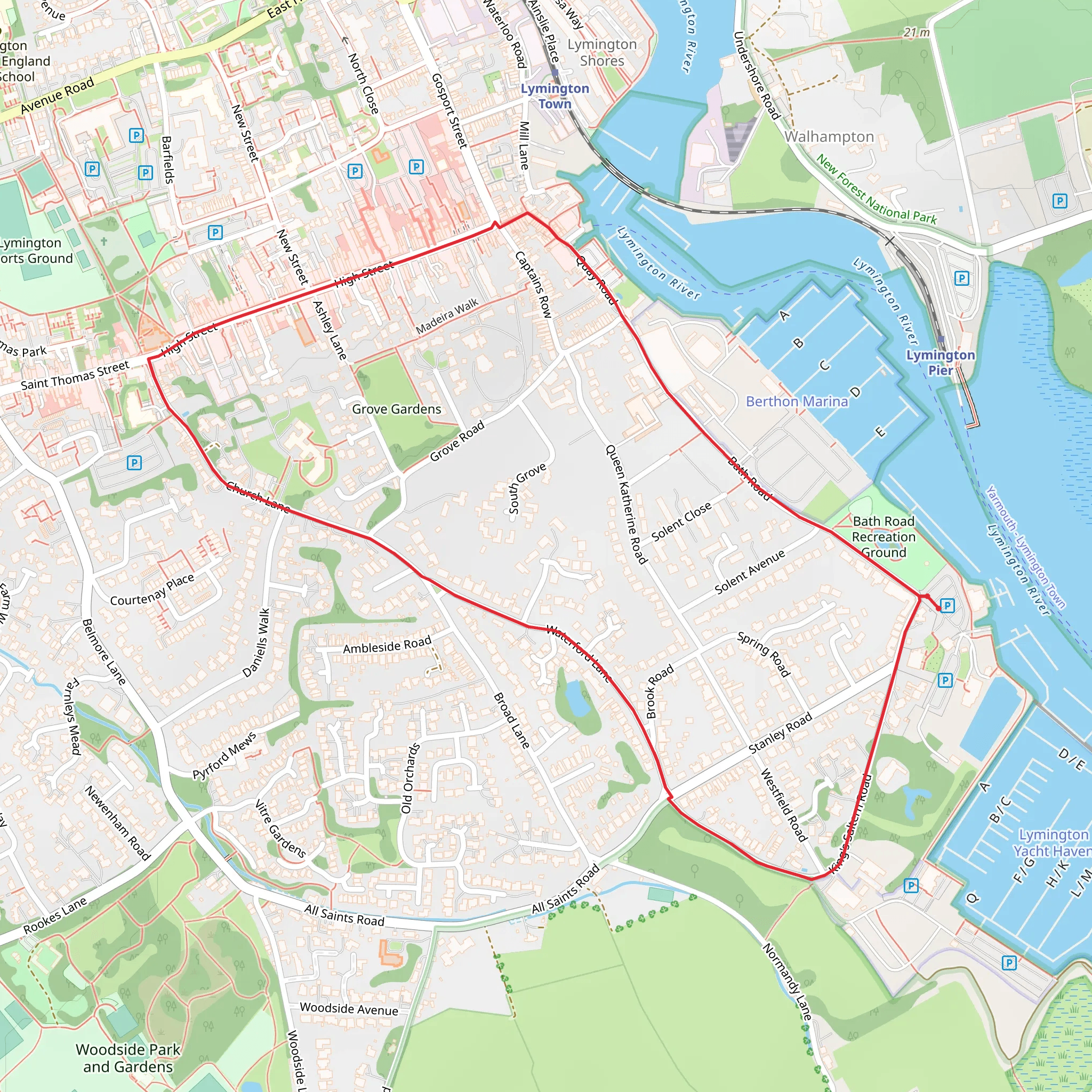 Lymington Town Trail mobile static map