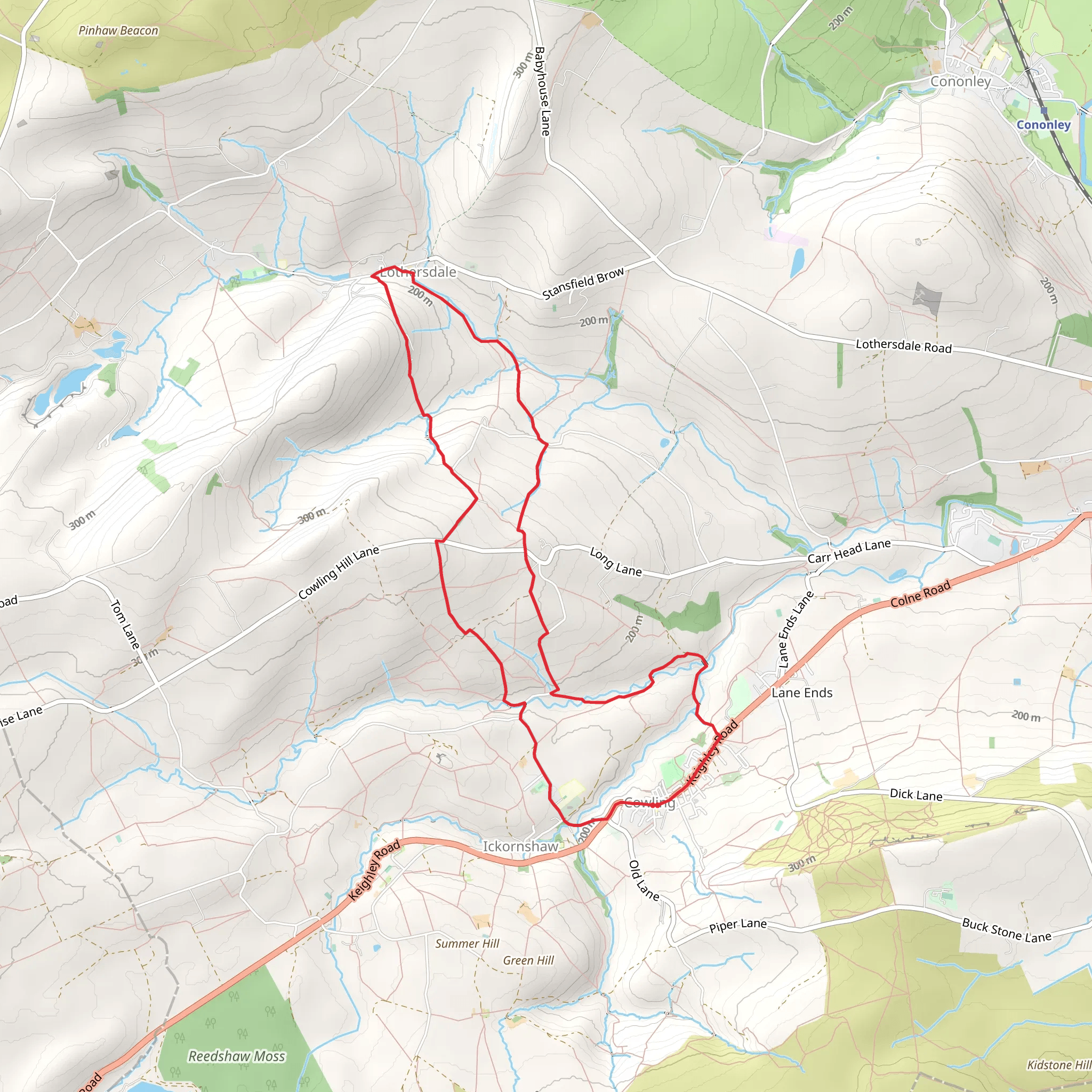 Lothersdale from Cowling mobile static map