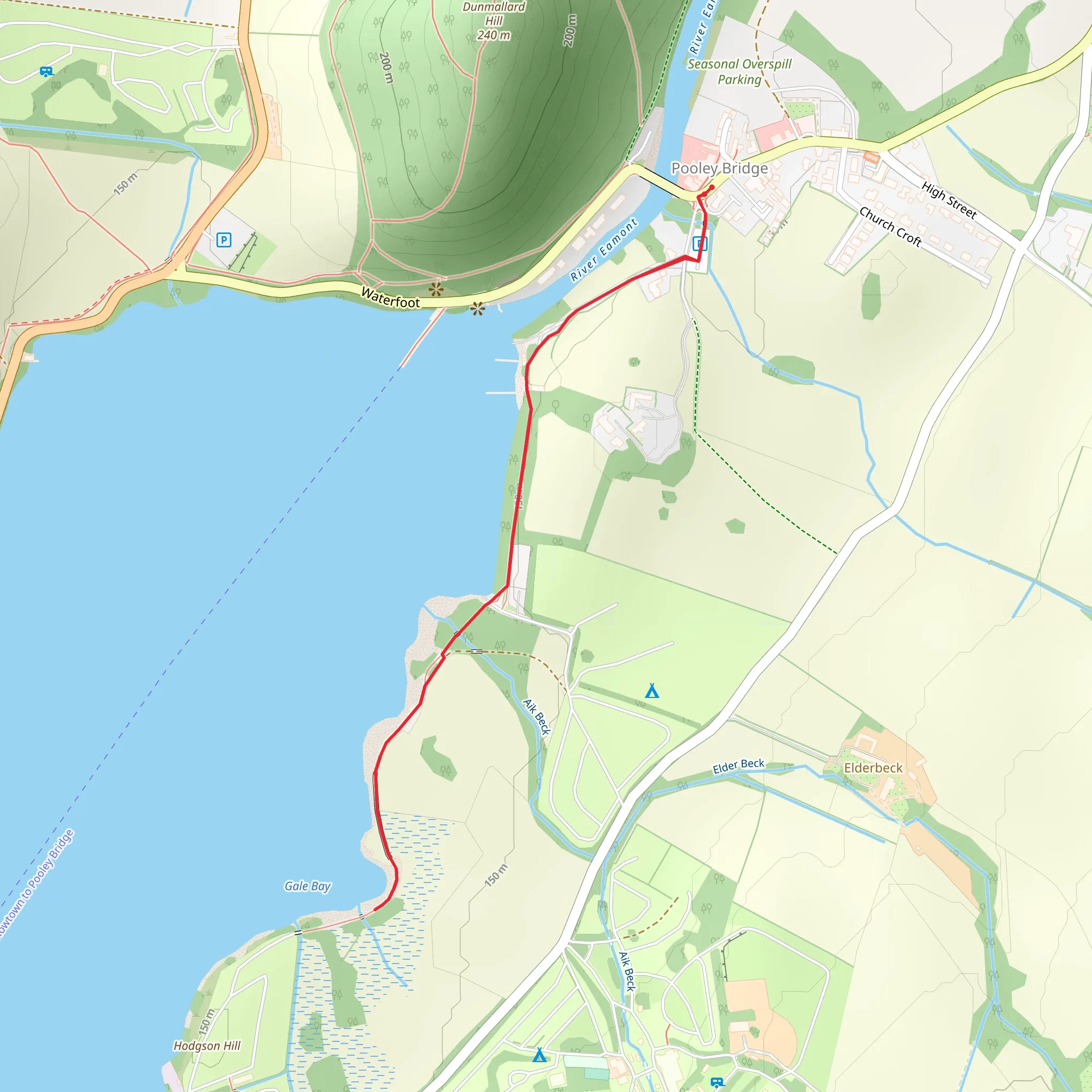 Pooley Bridge to Gale Bay Walk via Ullswater mobile static map