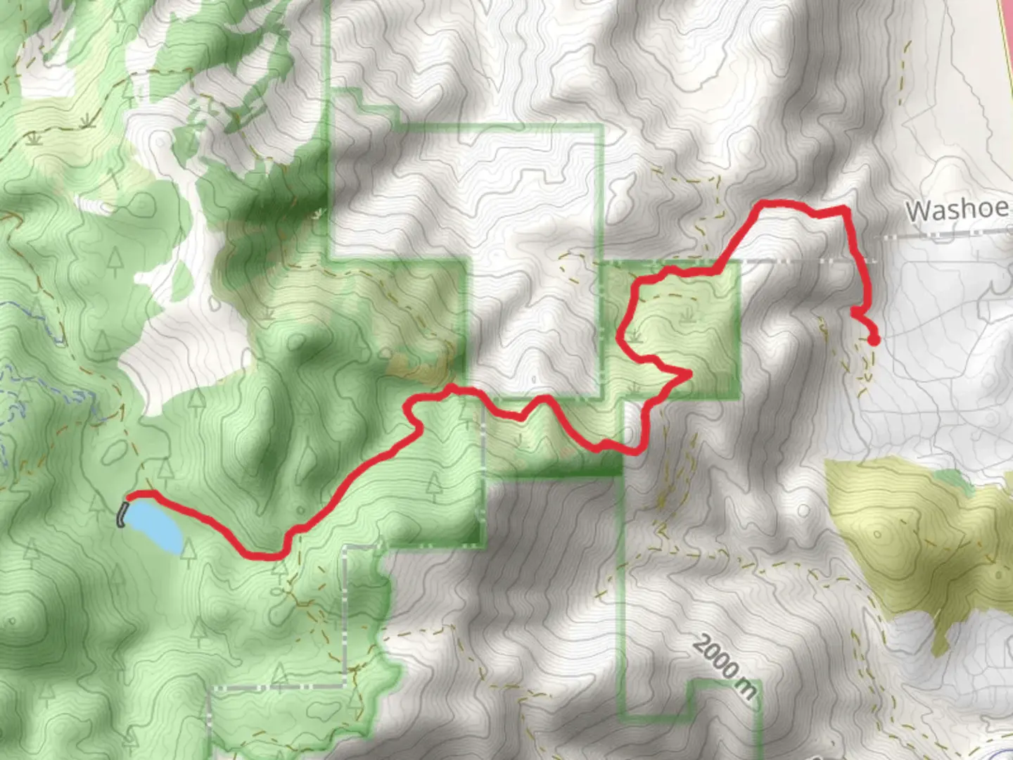 An image depicting the trail Hobart Creek Reservoir via Franktown Creek Road and its surrounding area.