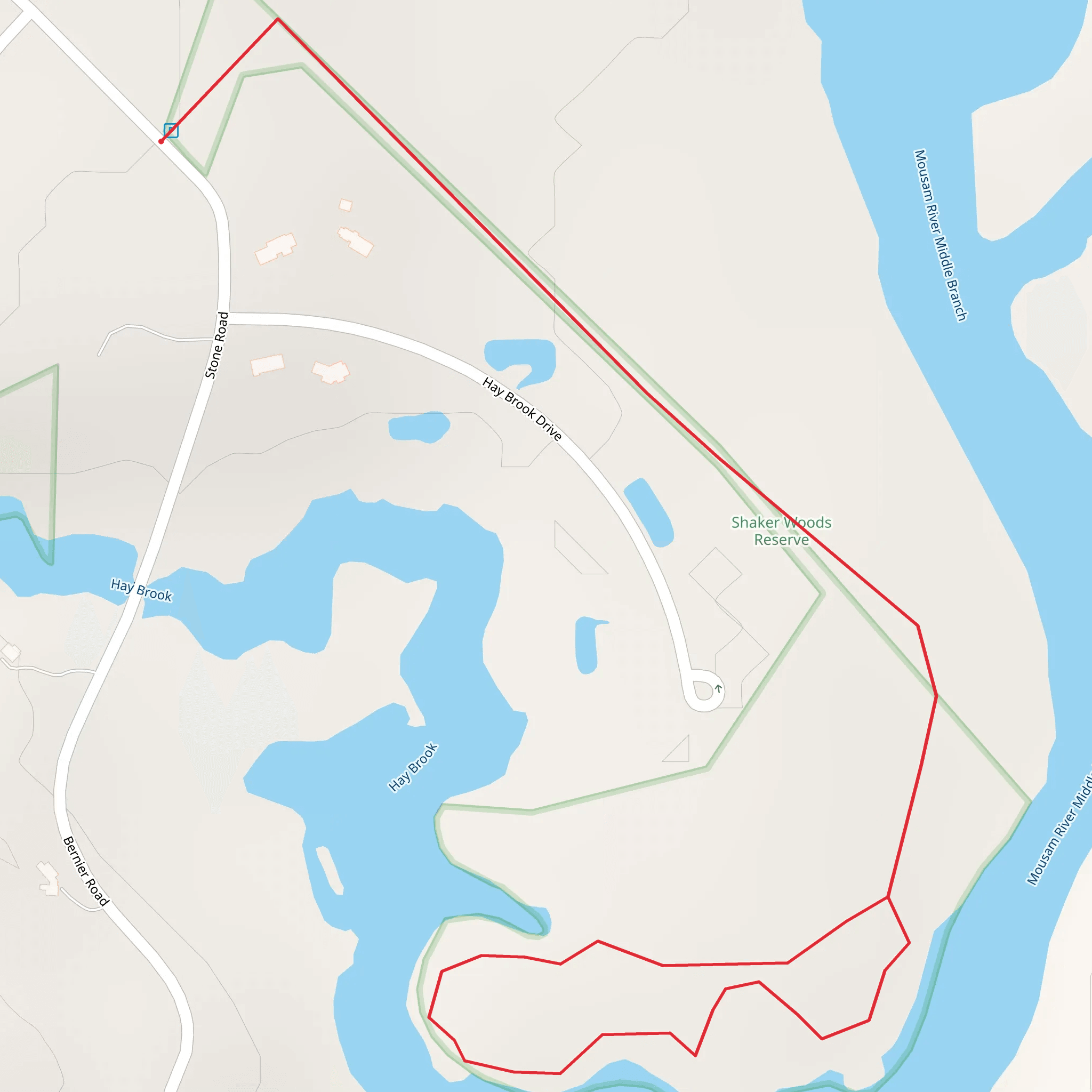 Mousam River Middle Branch and Hay Brook from Stone Road mobile static map