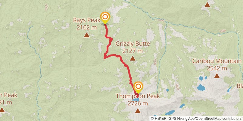China Gulch Trail to Grizzly Lake stage 2 Map