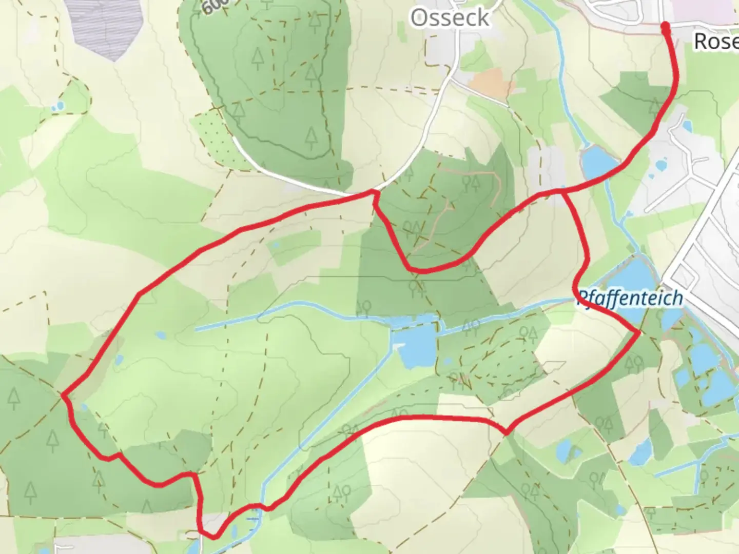 An image depicting the trail Rosenbühl Loop and its surrounding area.