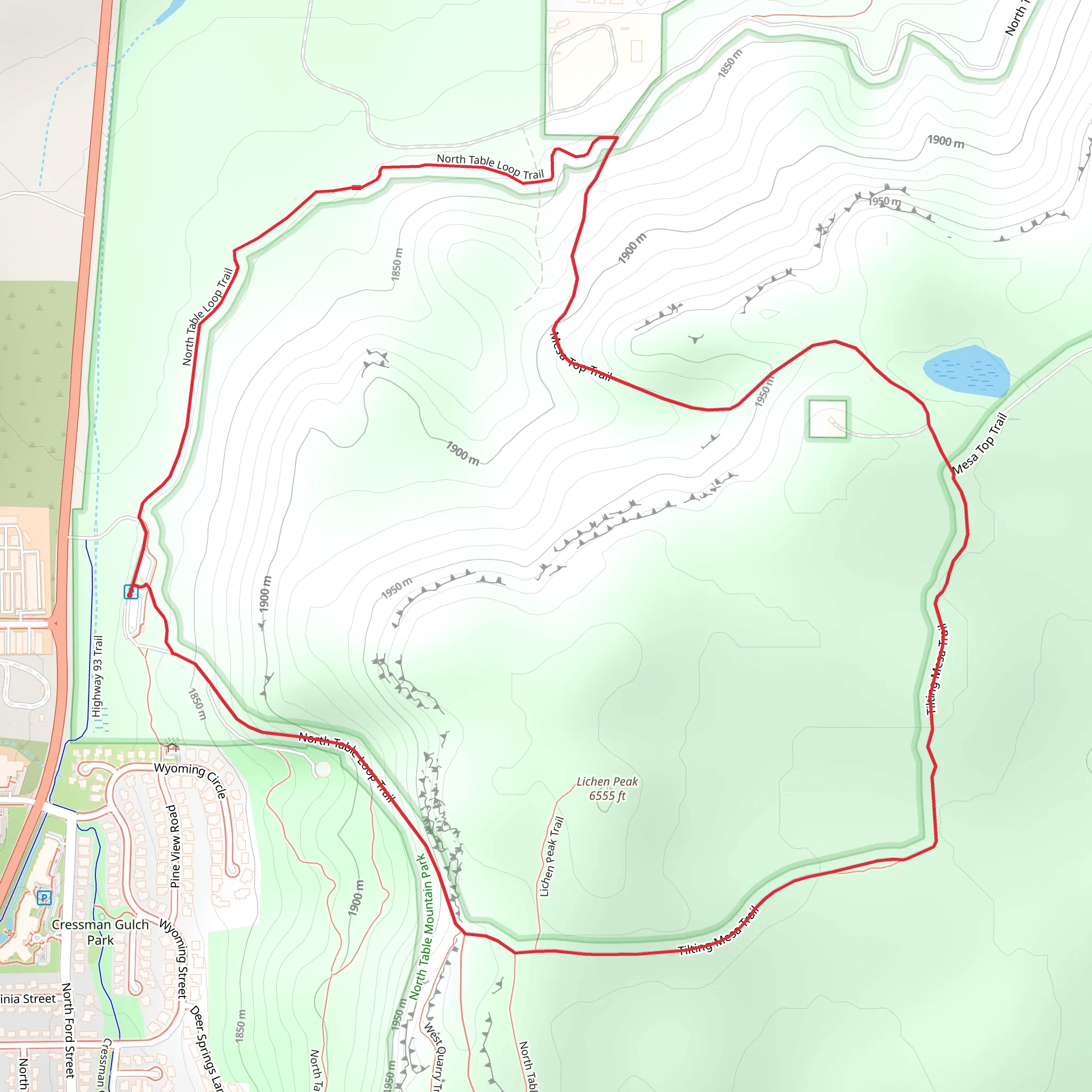 North Table and Mesa Top Loop Trail mobile static map