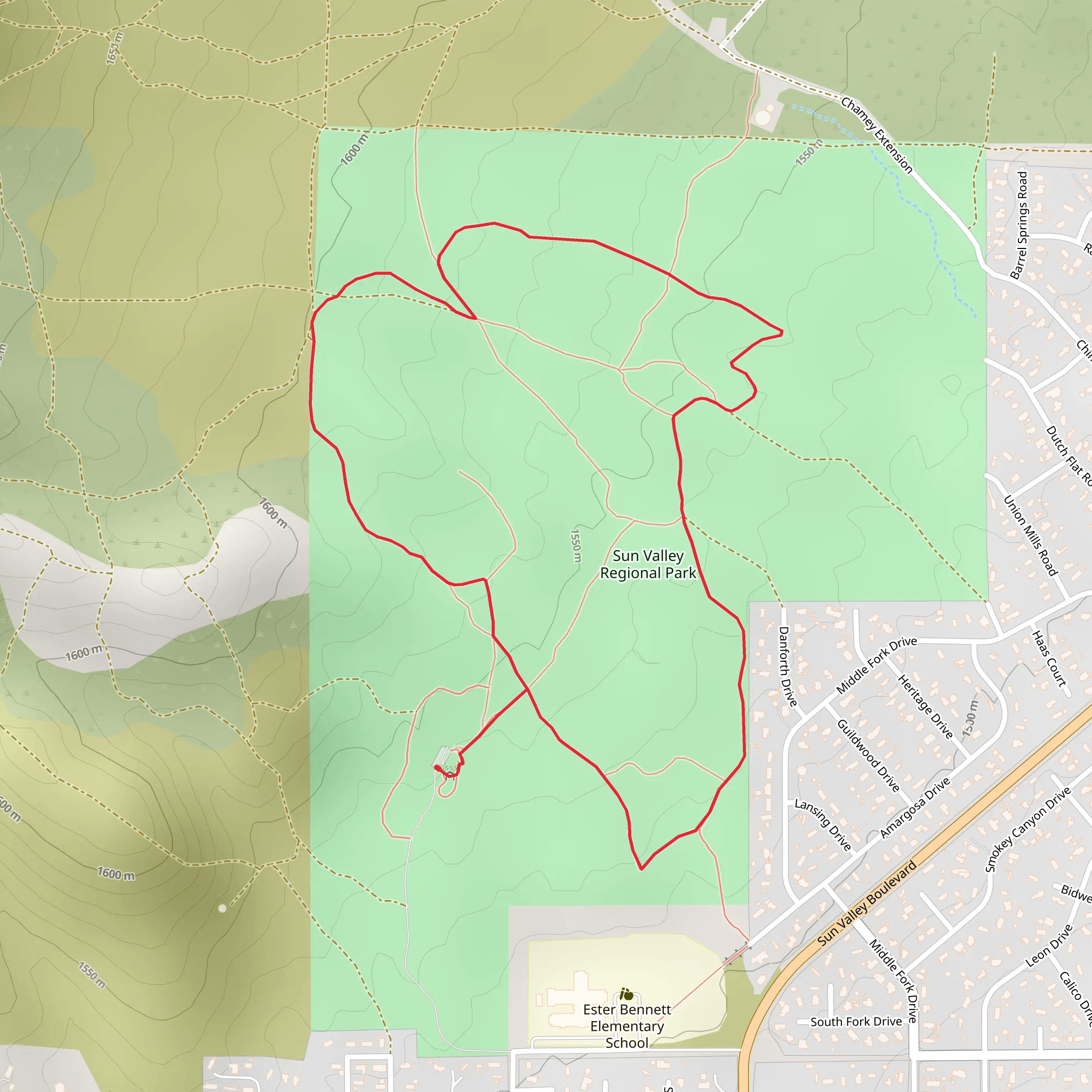 Sun Valley Regional Park Loop mobile static map