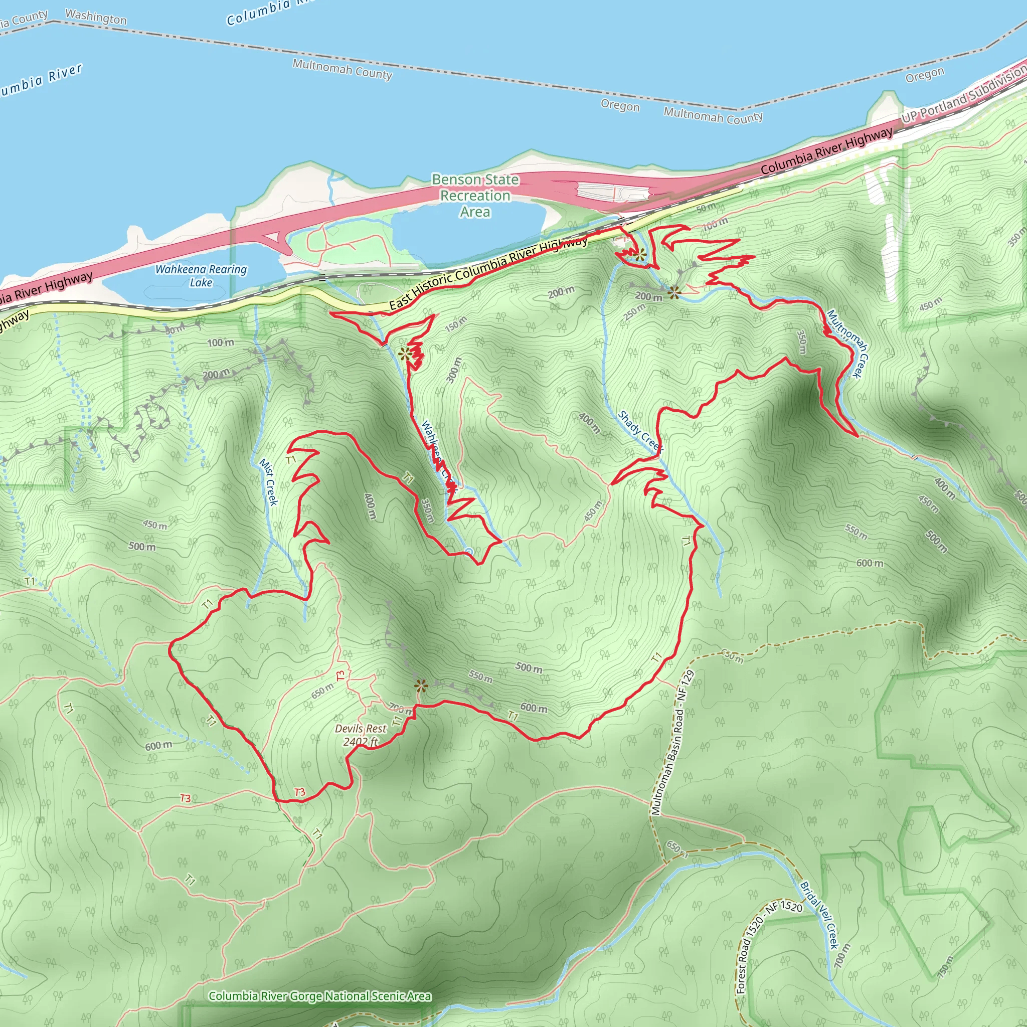 Benson Lake and Devils Rest Loop mobile static map