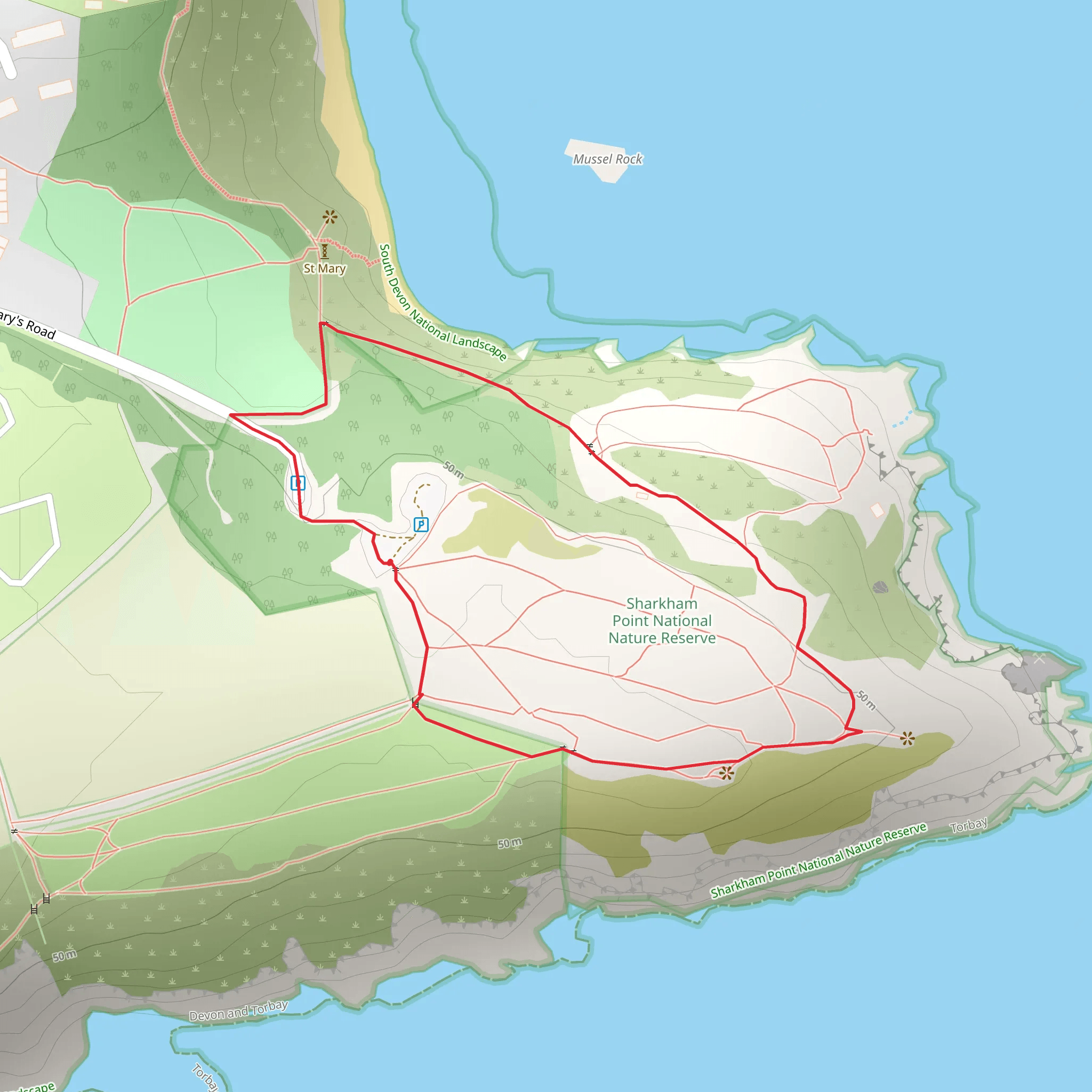 Sharkham Point Nature Reserve Loop mobile static map
