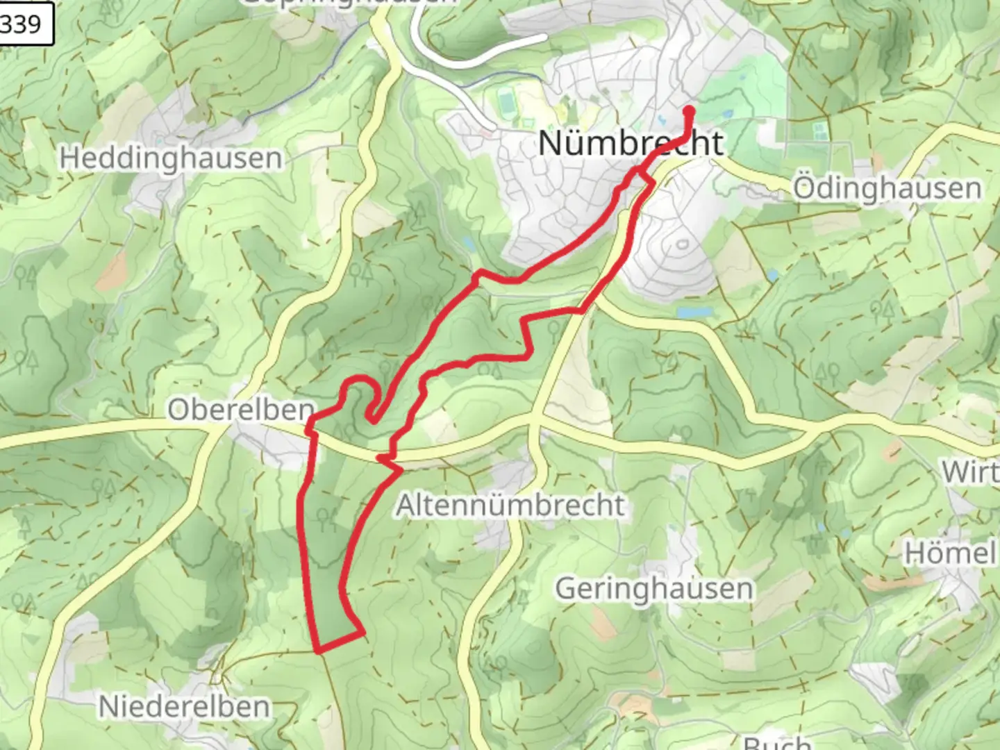 An image depicting the trail Nümbrecht Kurpark Rundweg and its surrounding area.