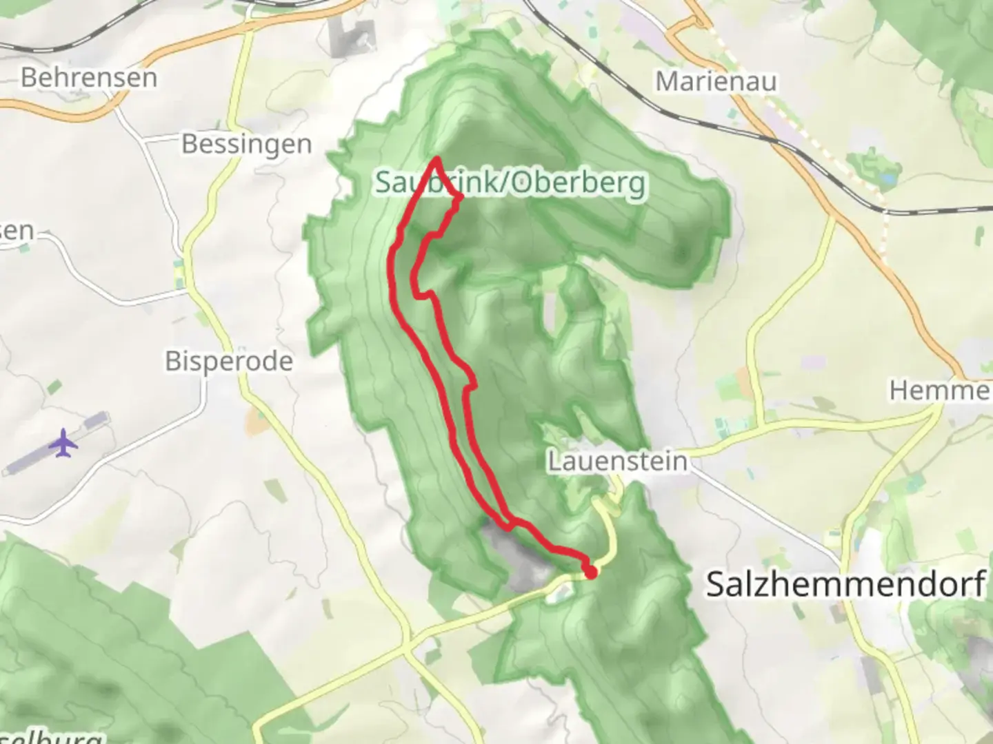 An image depicting the trail Adam und Eva via Ith Hils Weg and its surrounding area.