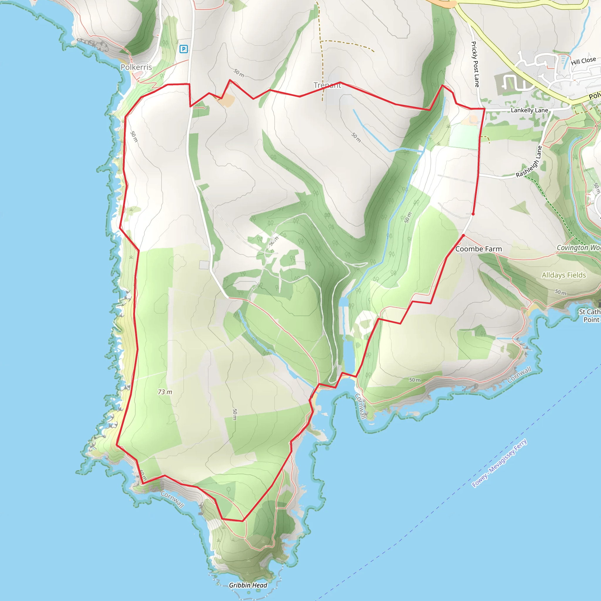 Lankelly and Menabilly Walk mobile static map