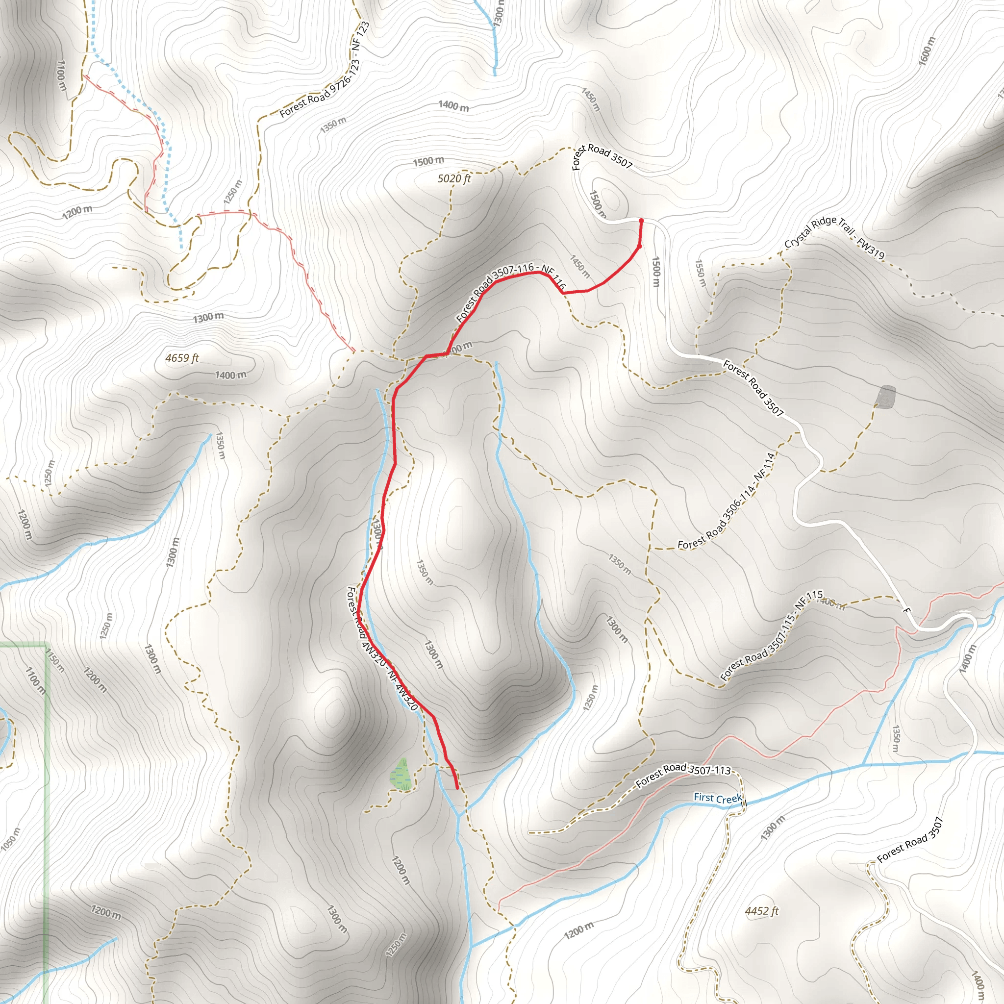 Hidden Gulch Trail mobile static map