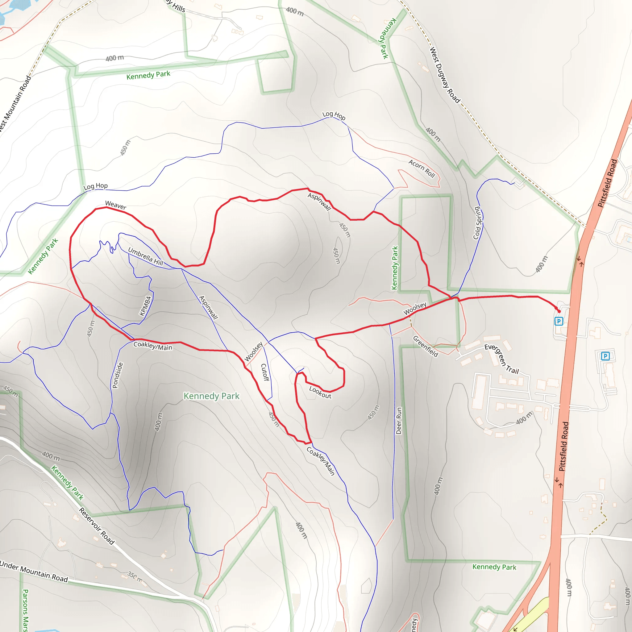 Woolsey and Aspinwall Loop Trail mobile static map