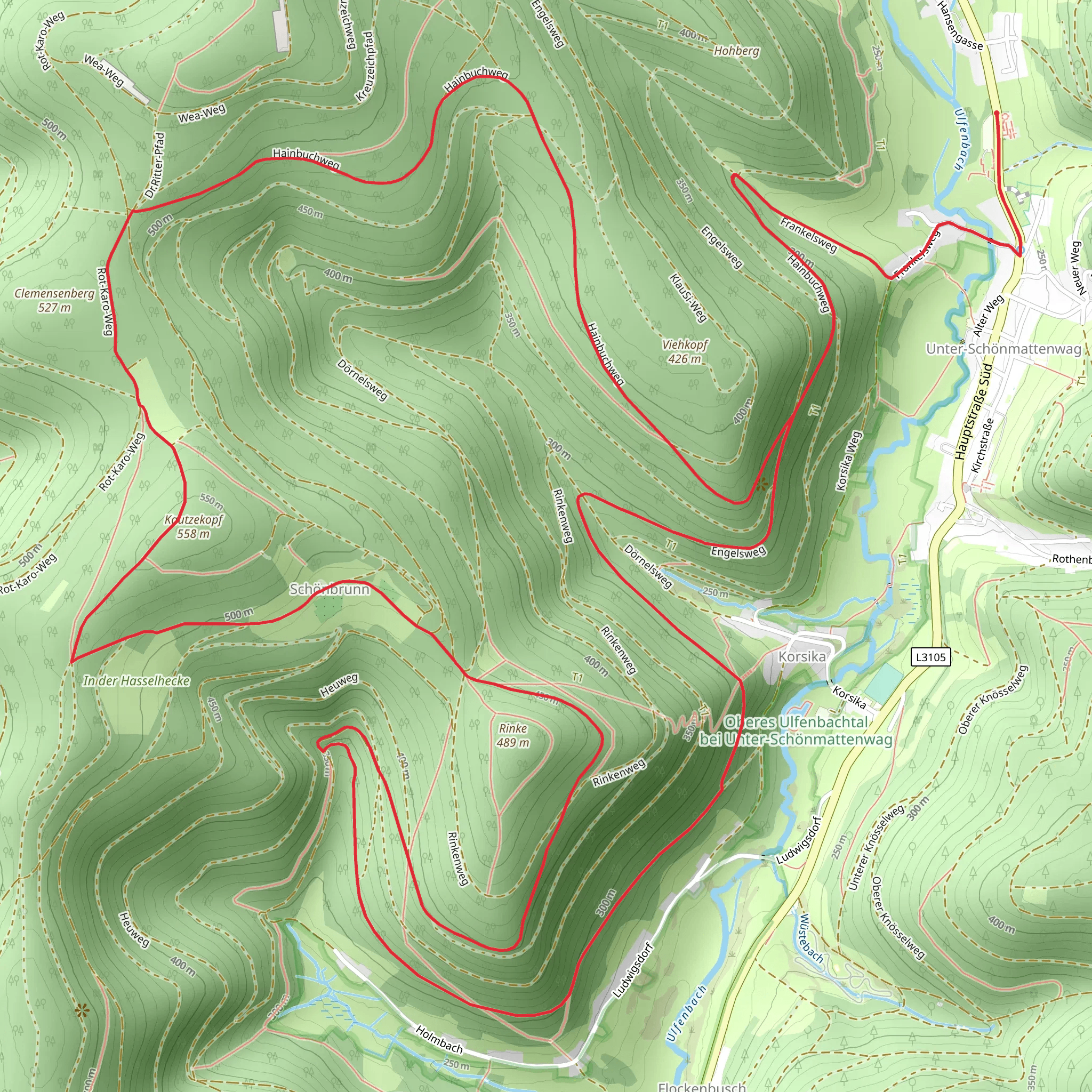 Ludwigsdorf and Schonbrunn Loop mobile static map