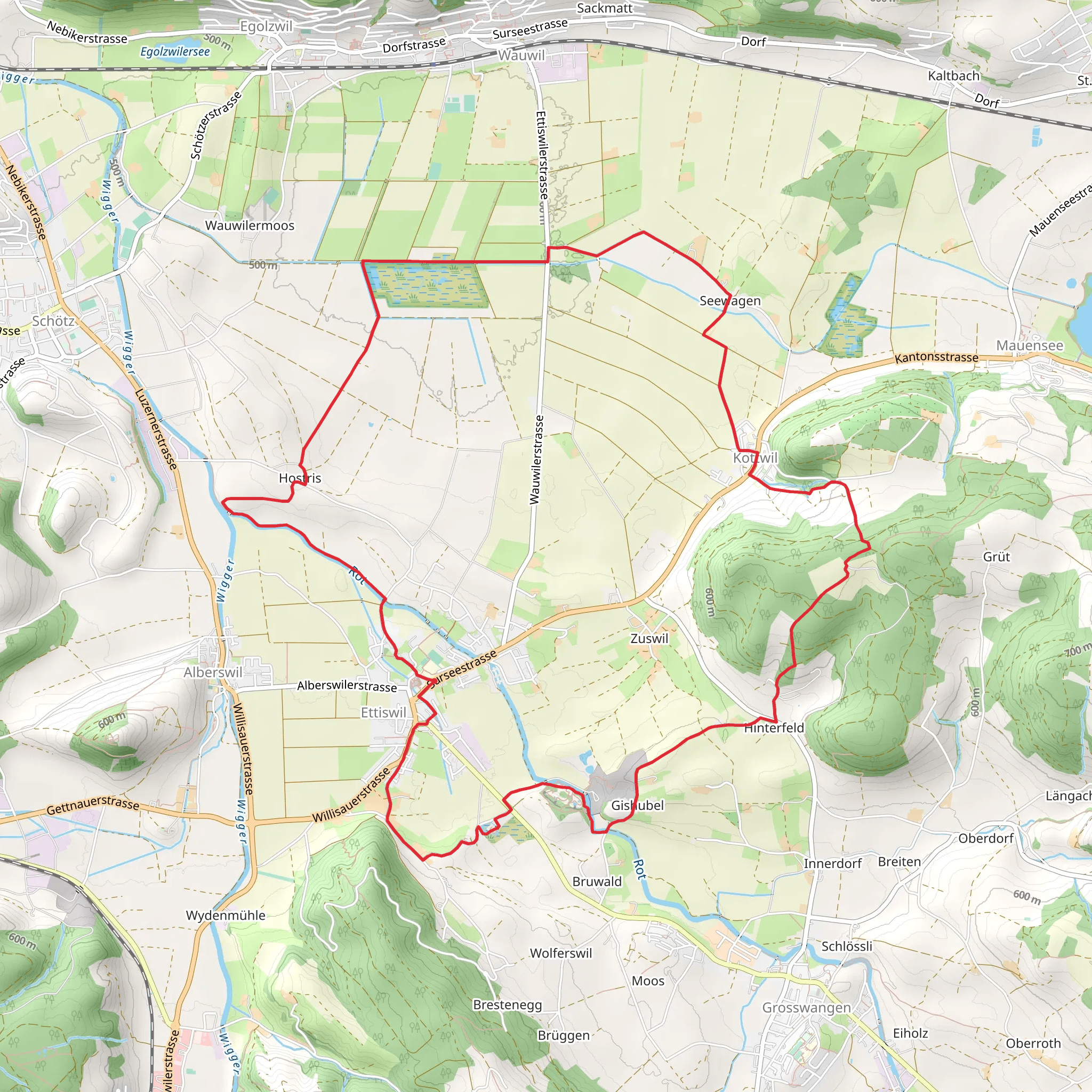 Rundwanderung Ettiswil - Kottwil - Wauwilermoos mobile static map
