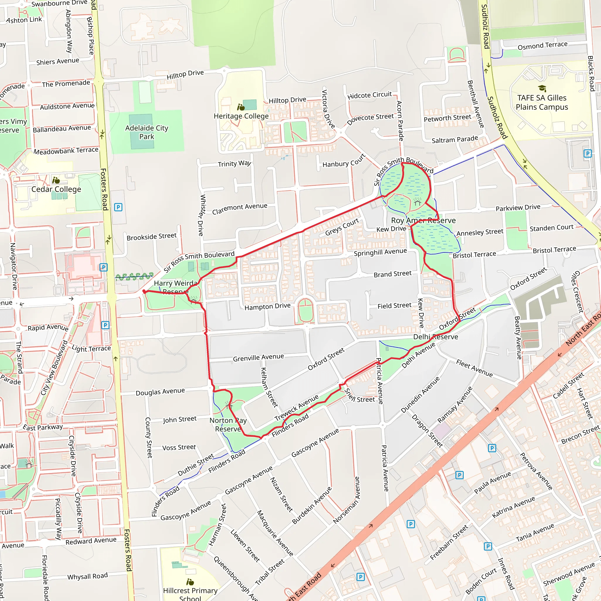 Oakden Reserves Loop Track mobile static map