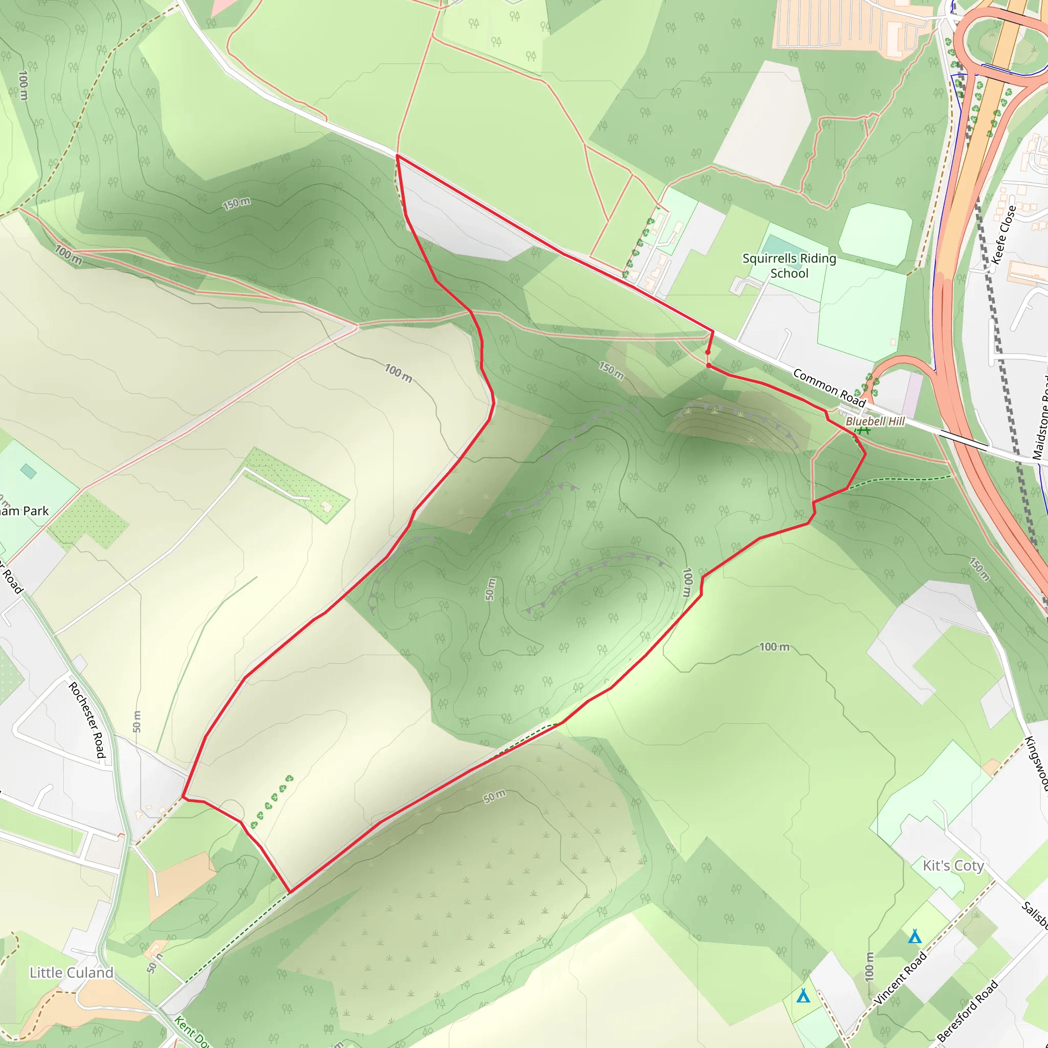 Blue Bell Hill mobile static map