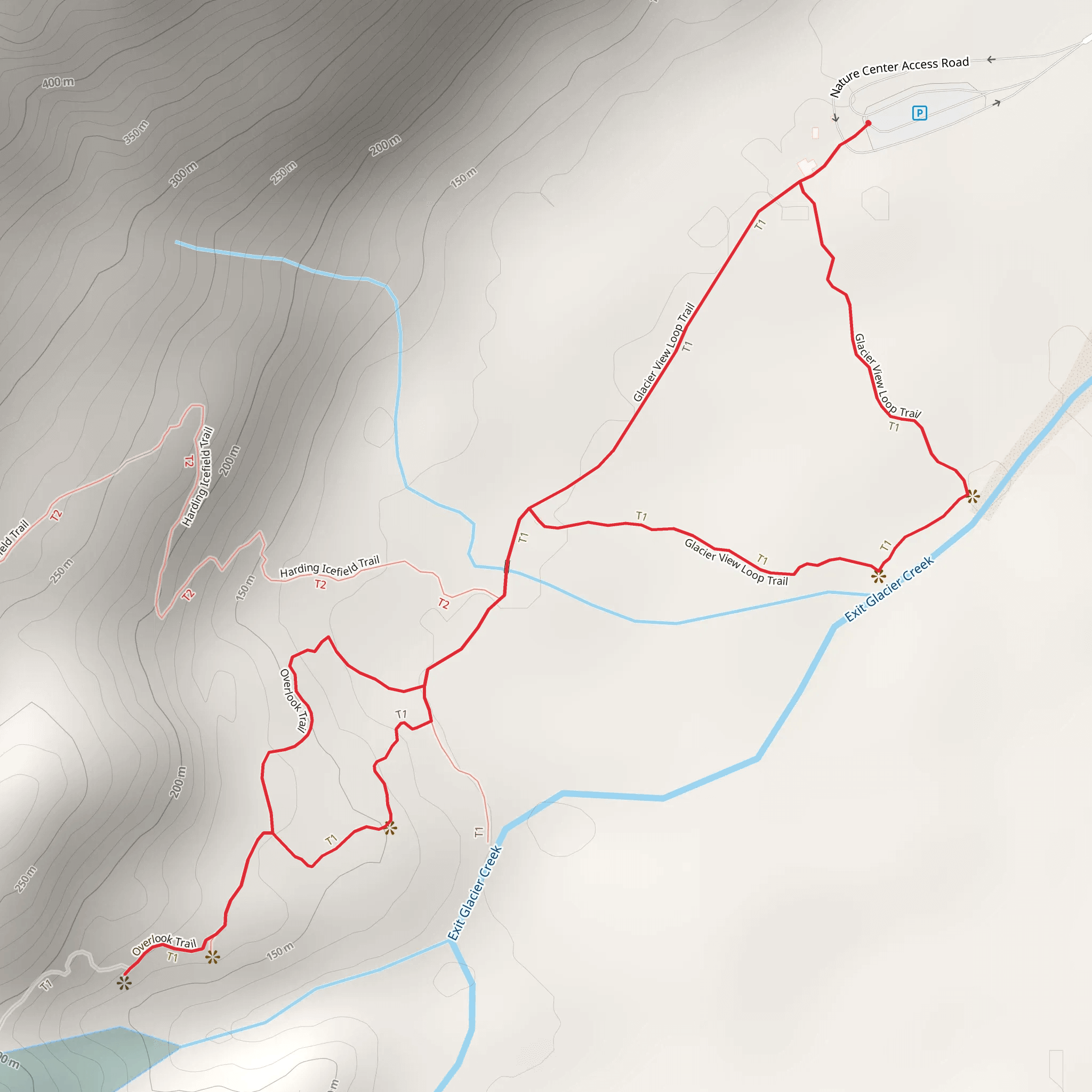 Overlook and Glacier View Loop Trail mobile static map