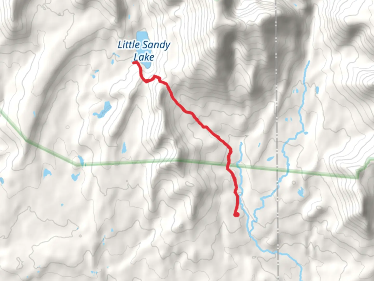 An image depicting the trail Little Sandy Lake via CDT and its surrounding area.