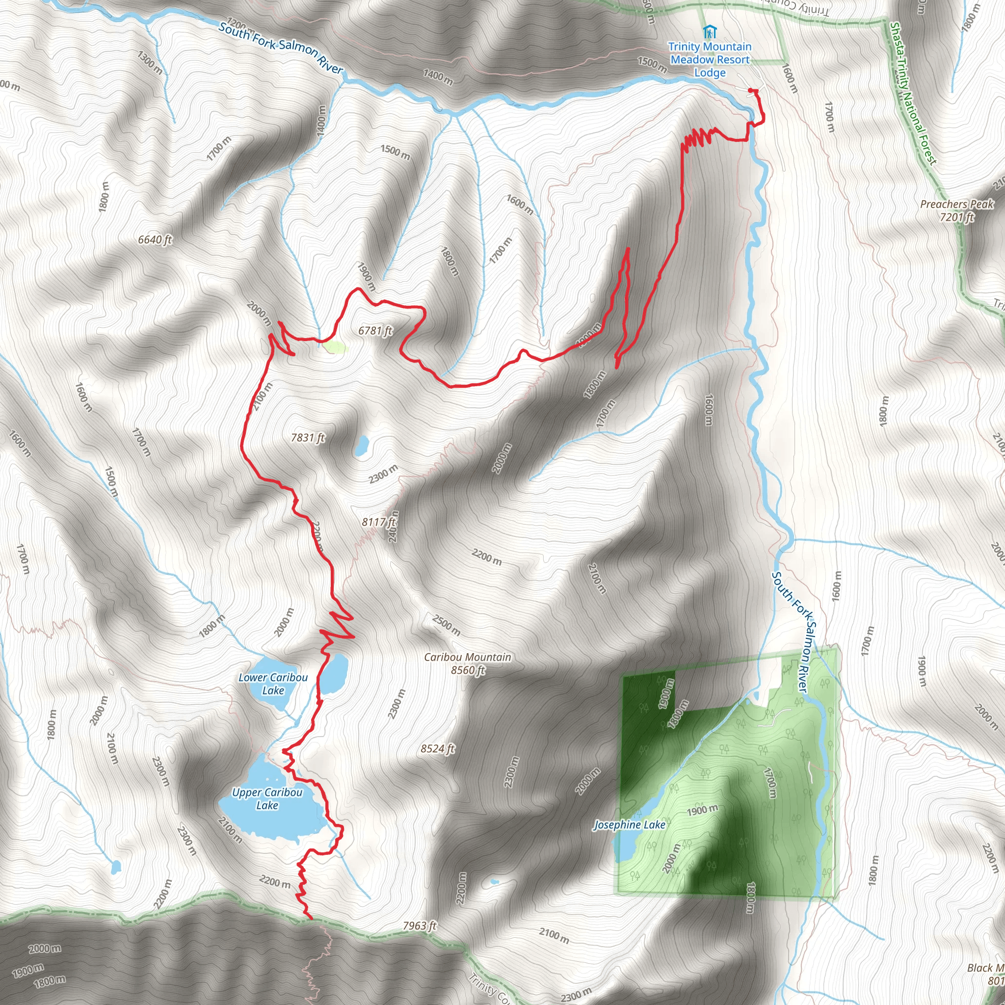 Caribou Lake Trail mobile static map