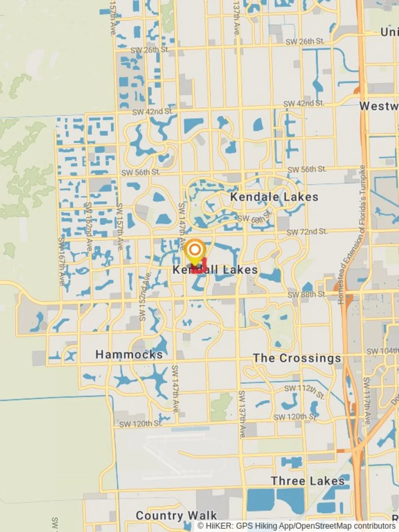 An image depicting the trail Kendale Lakes Park Loop and its surrounding area.