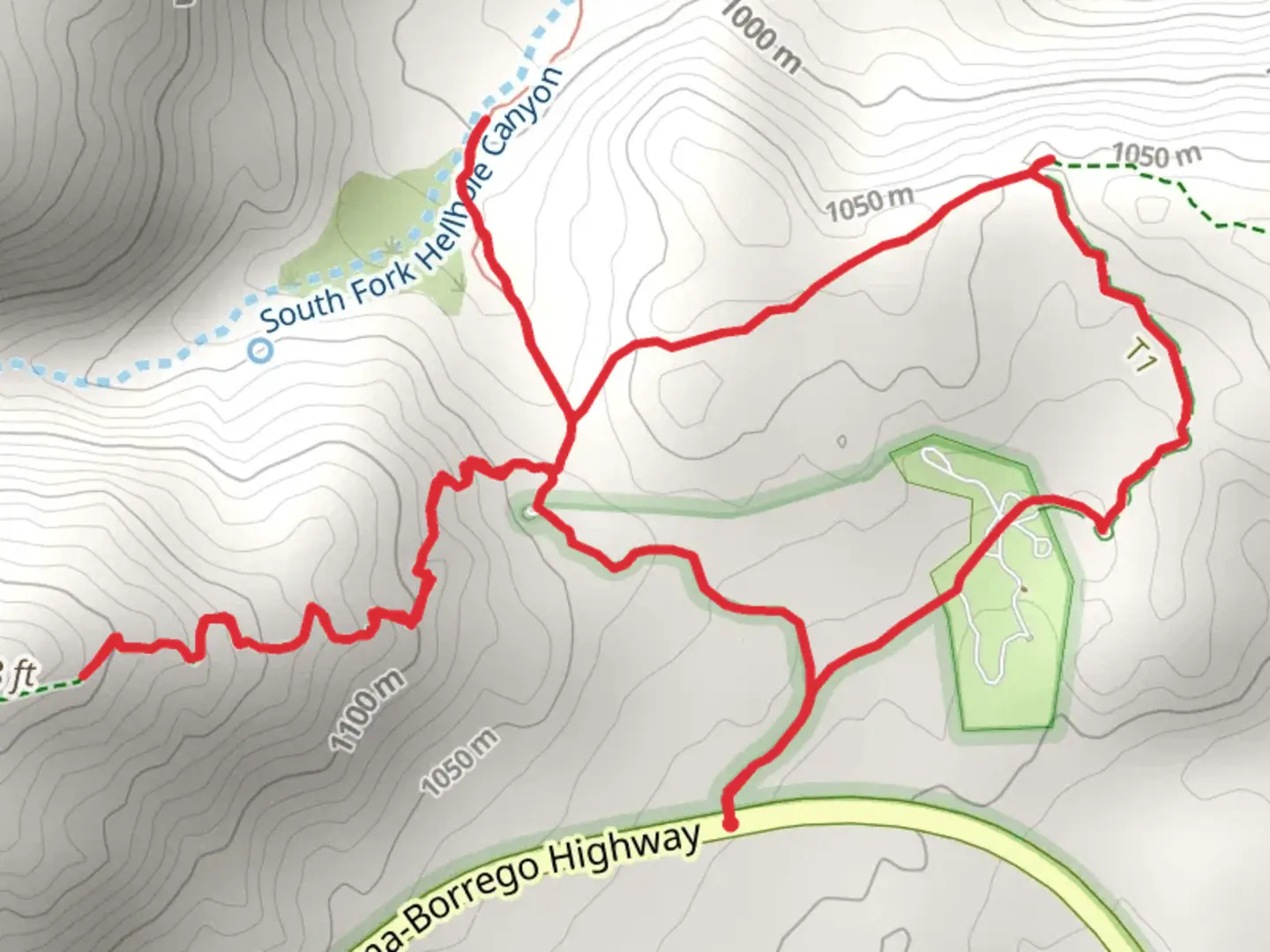 An image depicting the trail Culp Valley and Peña Springs Loop Trail and its surrounding area.