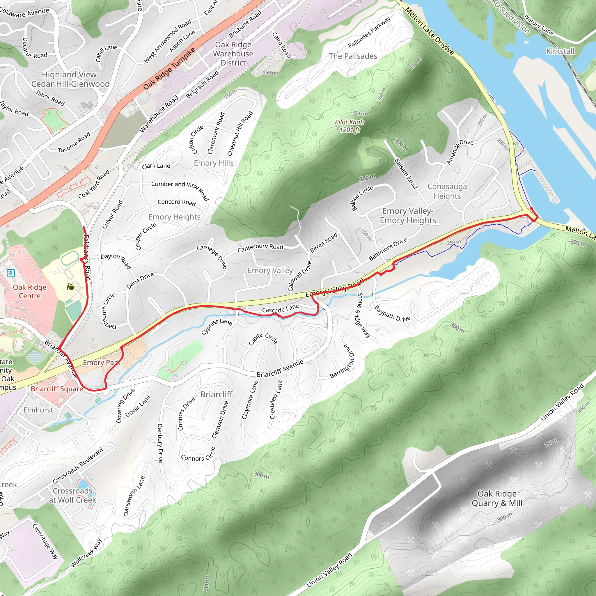 Emory Valley Greenway mobile static map
