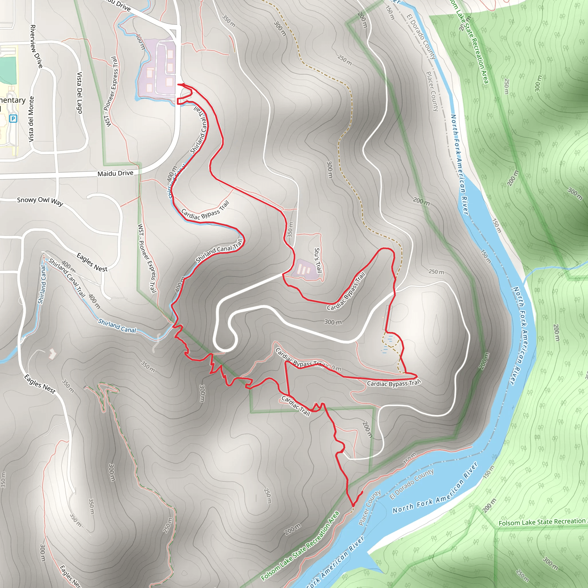 Cardiac Bypass, Pioneer Express and Shirland Canal Loop Trail mobile static map