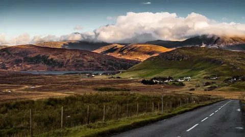 An image depicting the trail Cape Wrath Way West and its surrounding area.